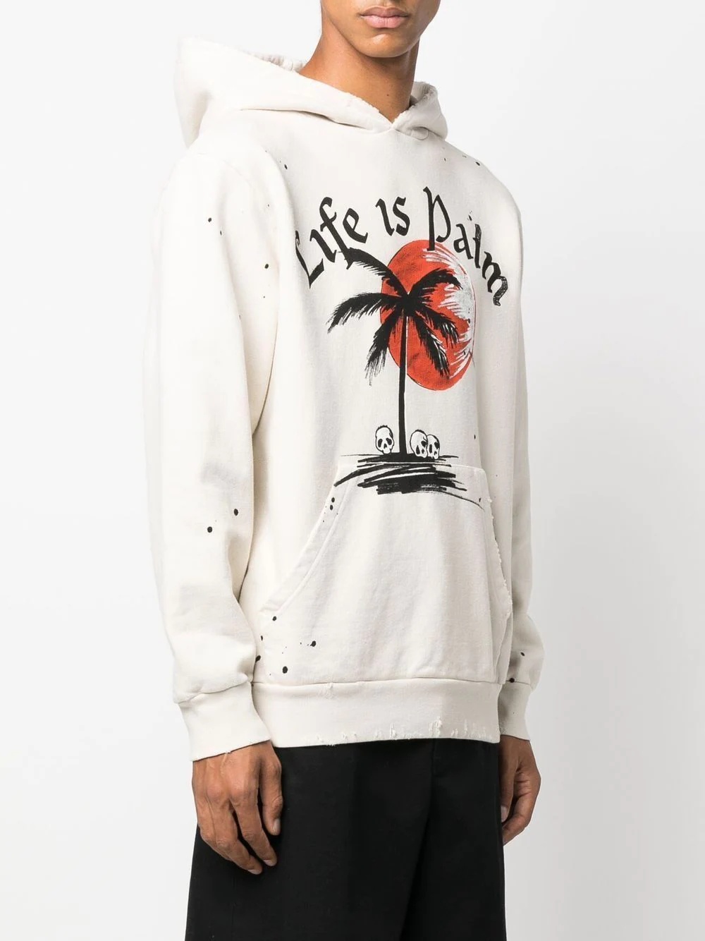 slogan-print paint splatter hoodie - 3