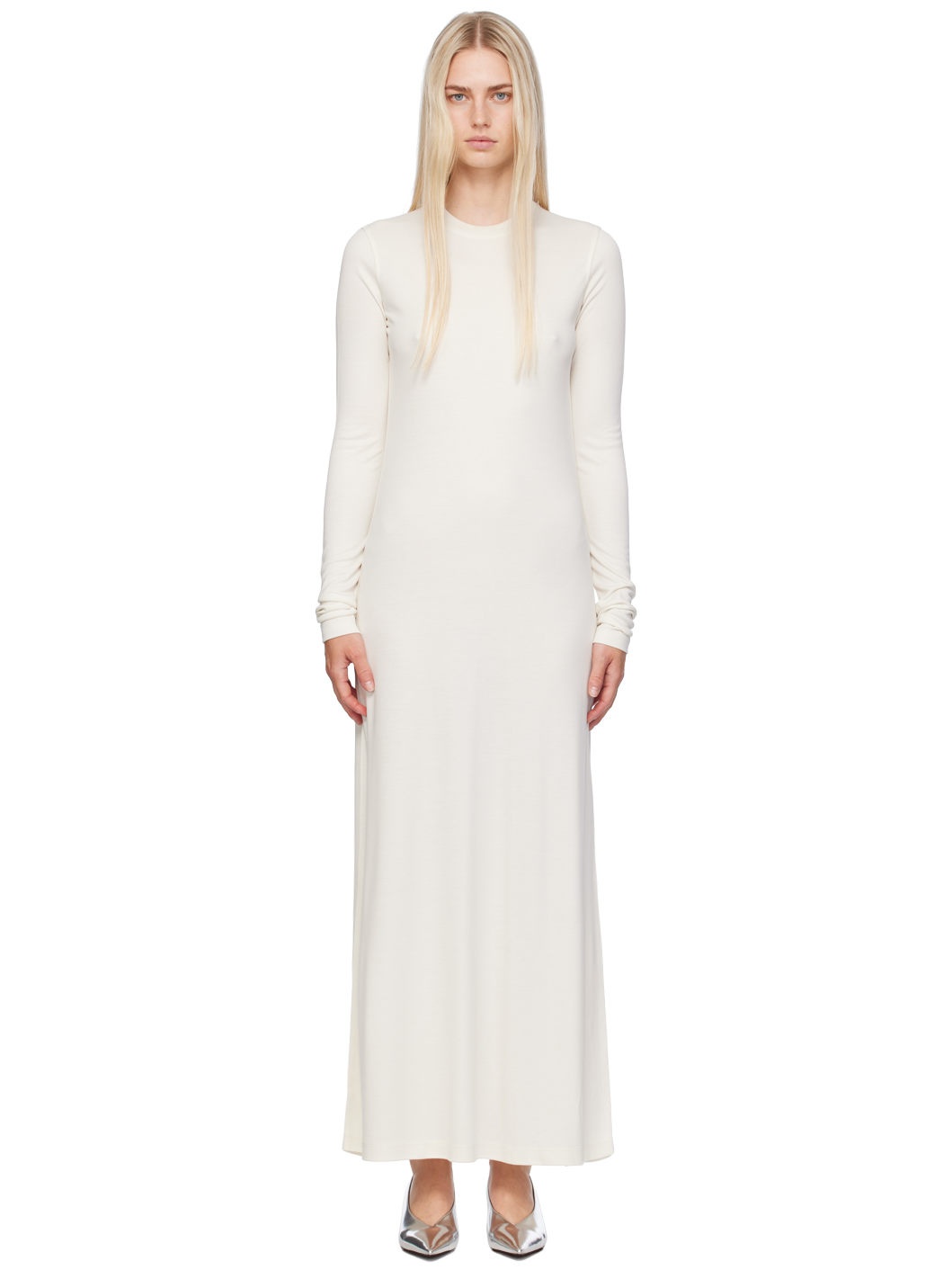 Off-White Long-Sleeve Maxi Dress - 1