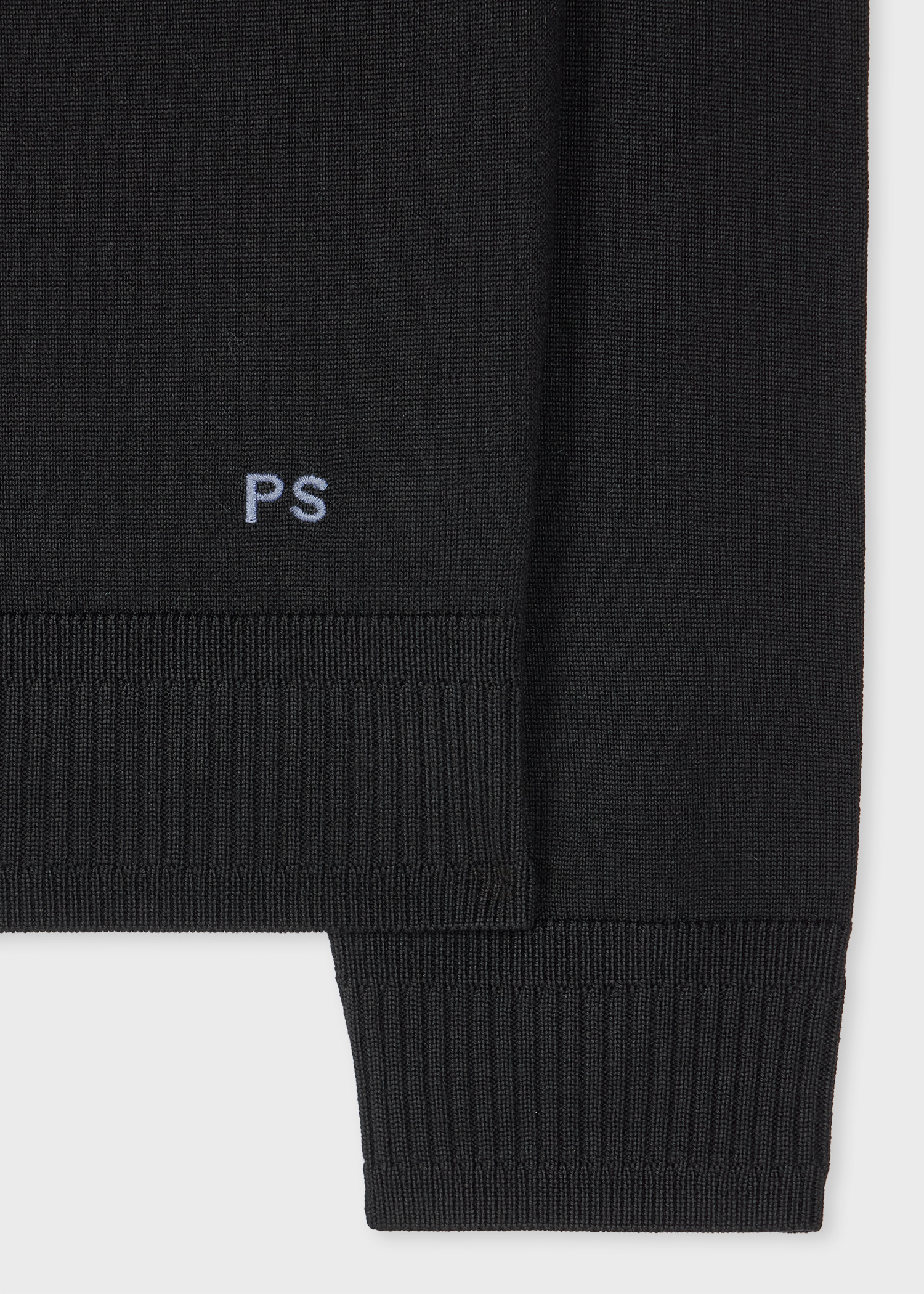 Black Merino Wool Half-Zip Sweater - 2