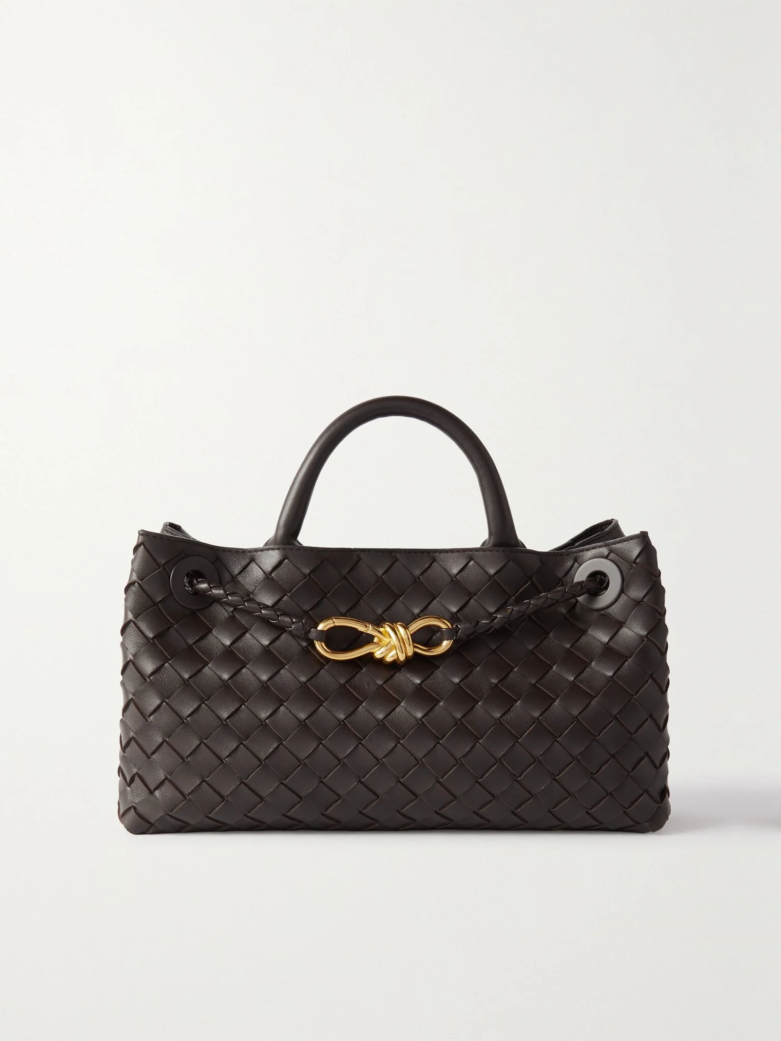 East/West Andiamo small intrecciato leather tote Dark brown - 1