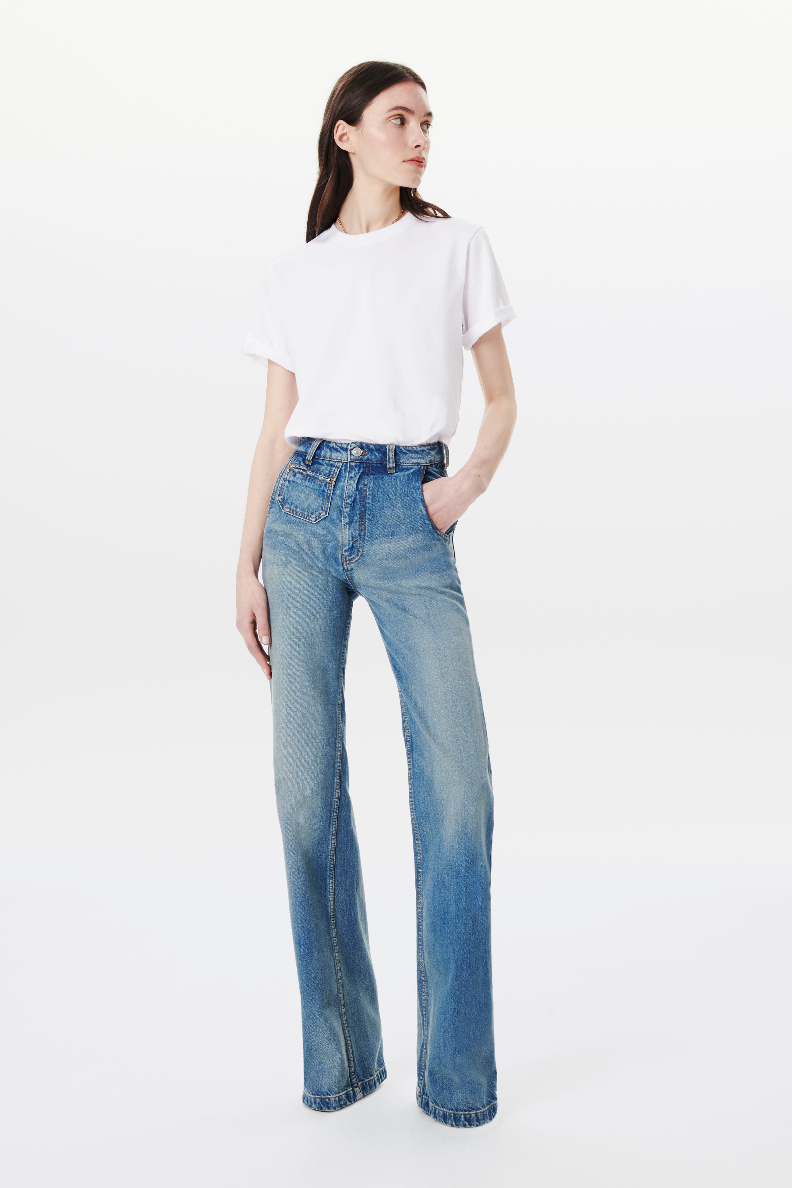 Faye High Rise Slim Fit Jean in Grey-Blue Wash - 2