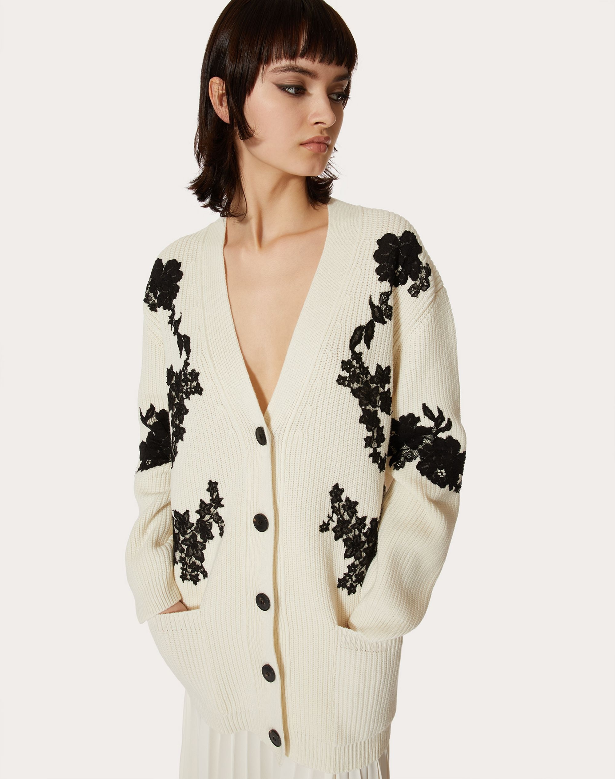CASHMERE WOOL AND LACE CARDIGAN - 5