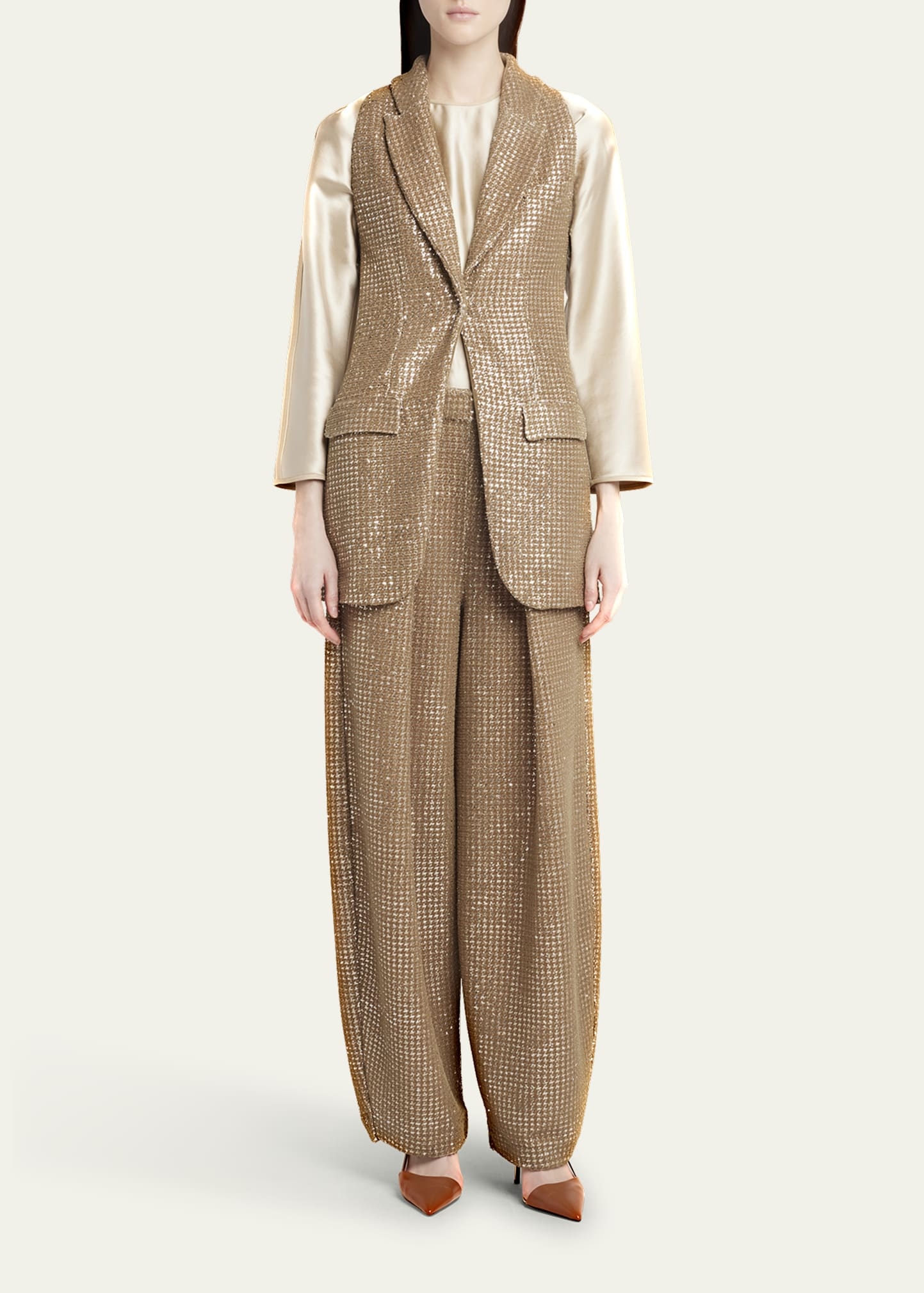 Sequined Jersey Pleated Trousers - 2