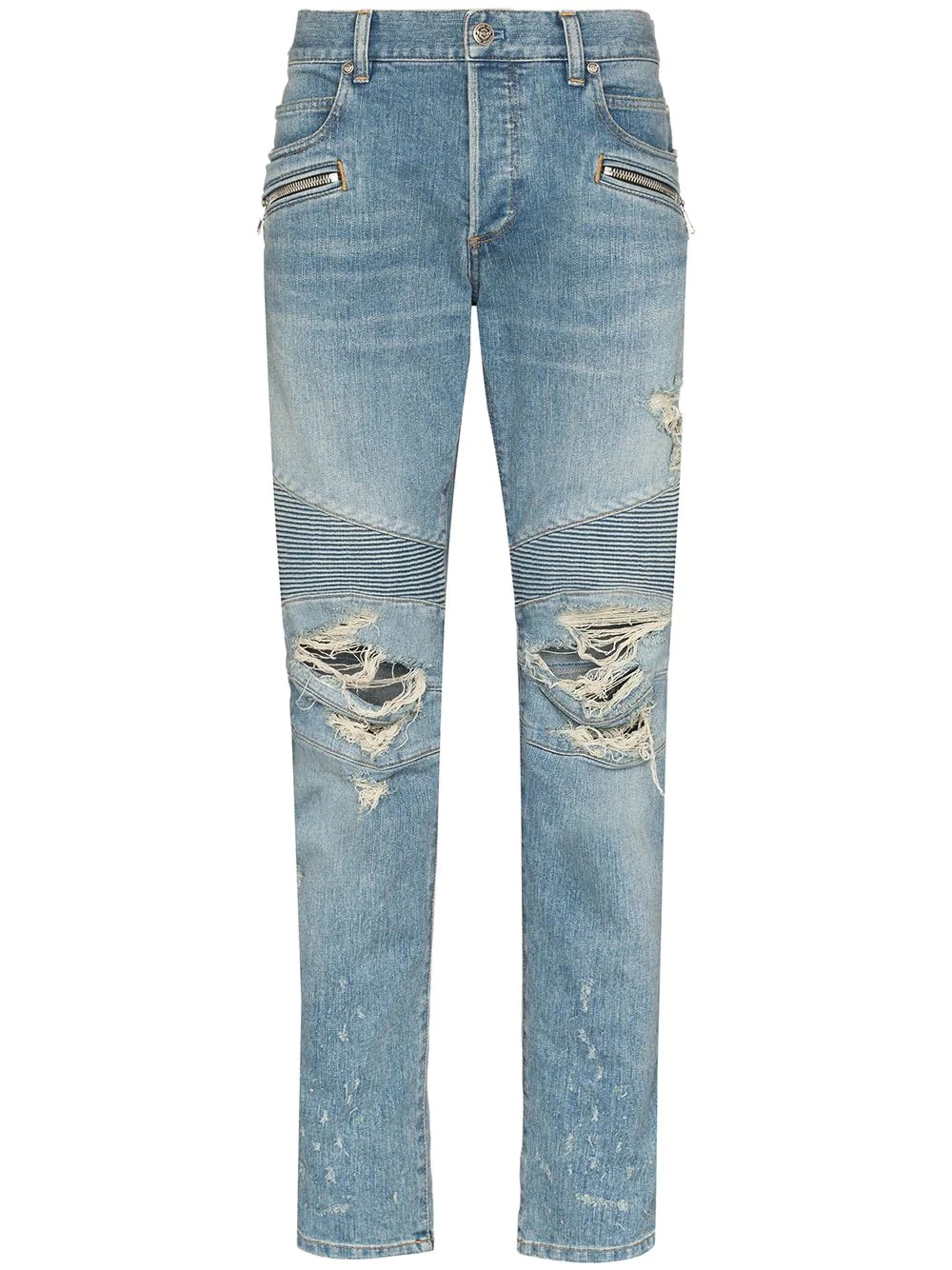 distressed tapered jeans - 1