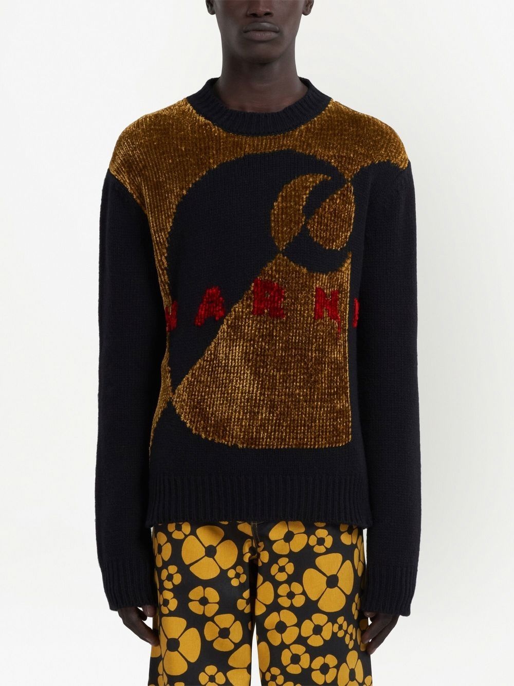 velvet-effect logo knit jumper - 2