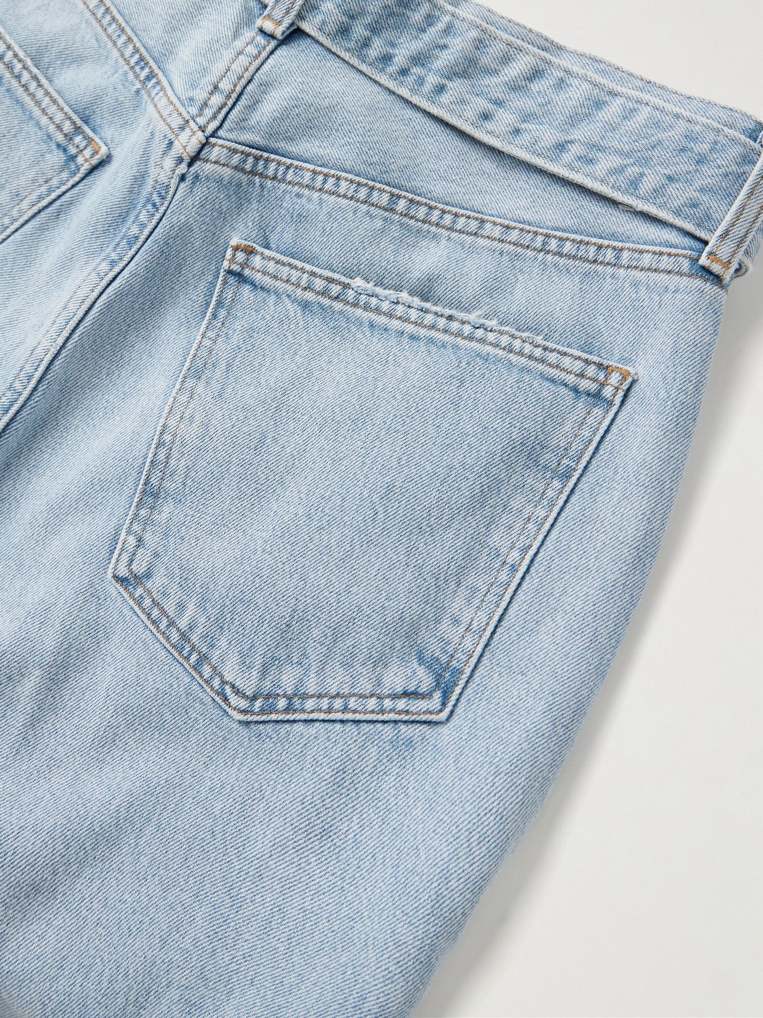 Cuffed Taper belted mid-rise straight-leg jeans Light denim - 5