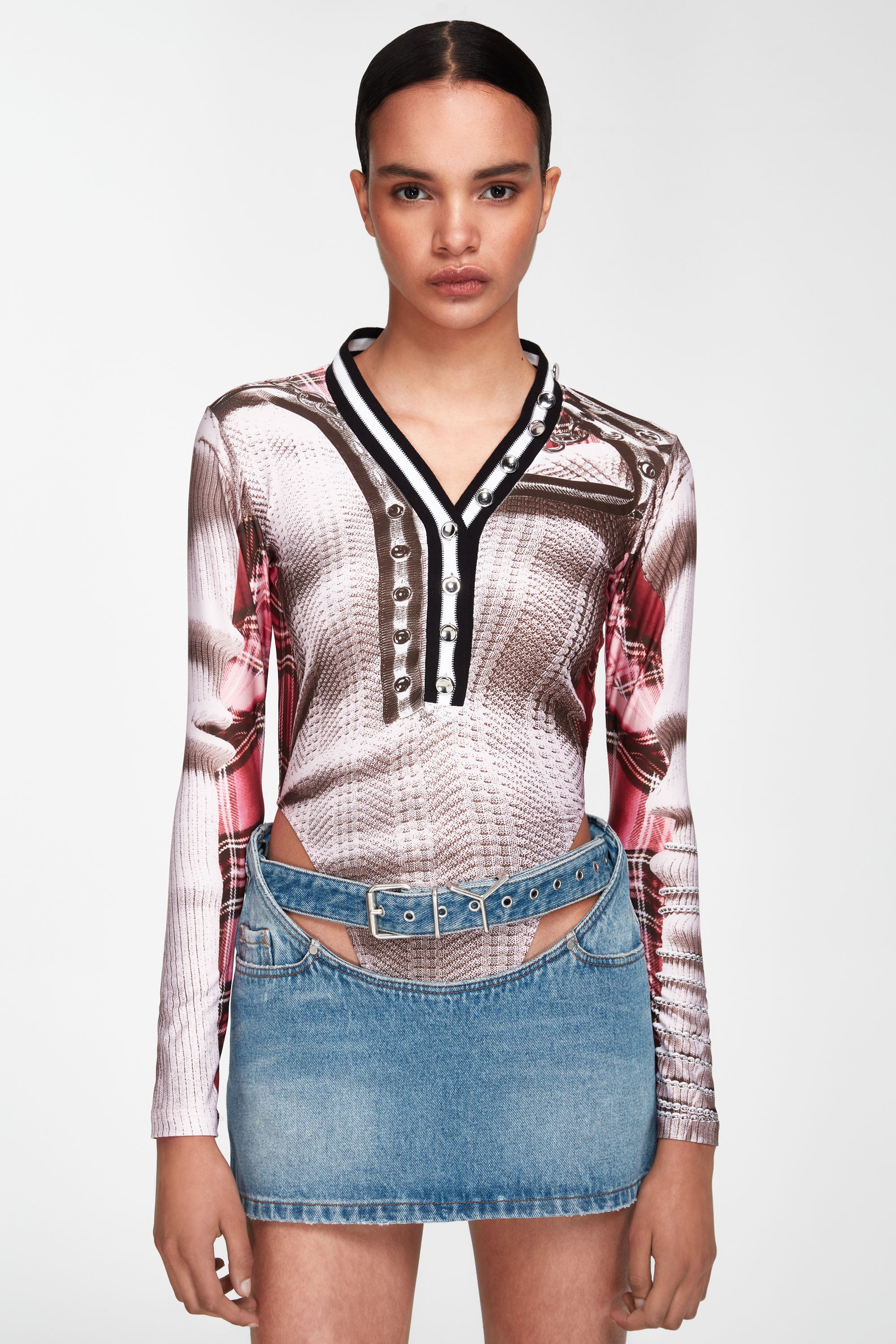 Trompe L'Oeil Cardigan Bodysuit - 5