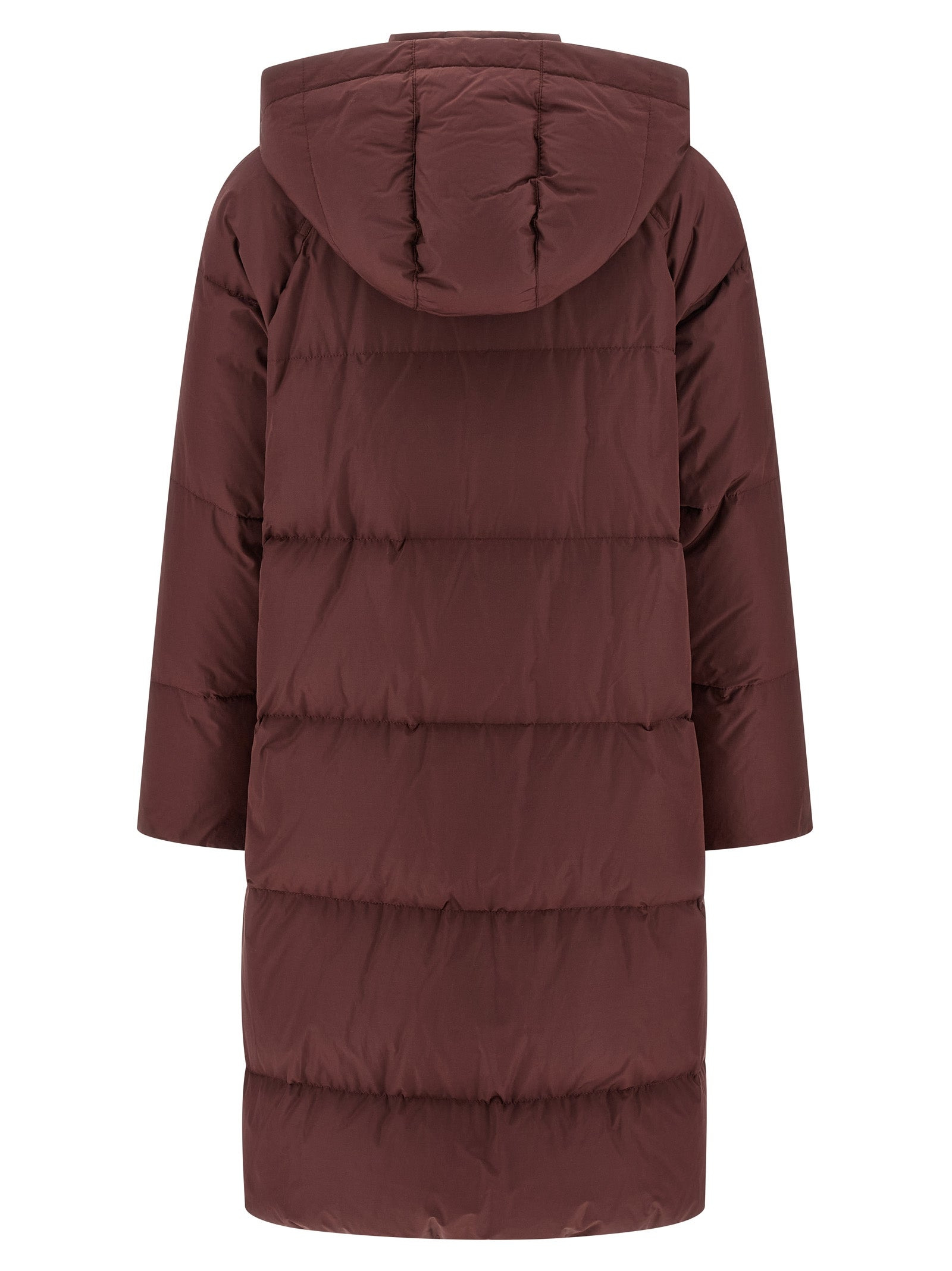 Shiny Zipper Pull Puffer Jackets Bordeaux - 3
