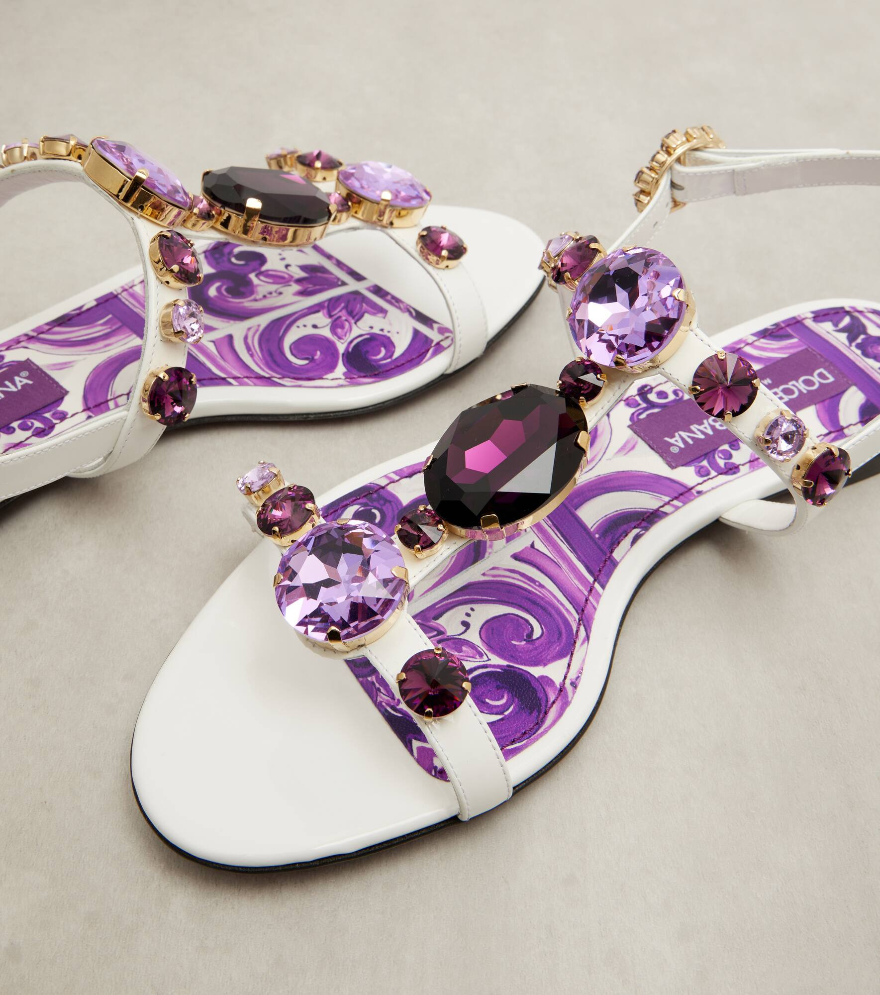 Embellished leather slingback sandals - 5
