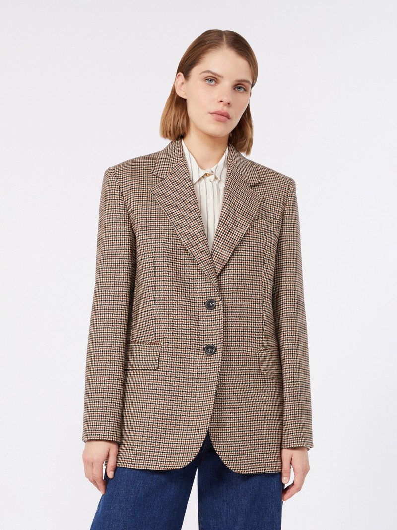 SALICE Single-breasted blazer in yarn-dyed wool - BLACK 3