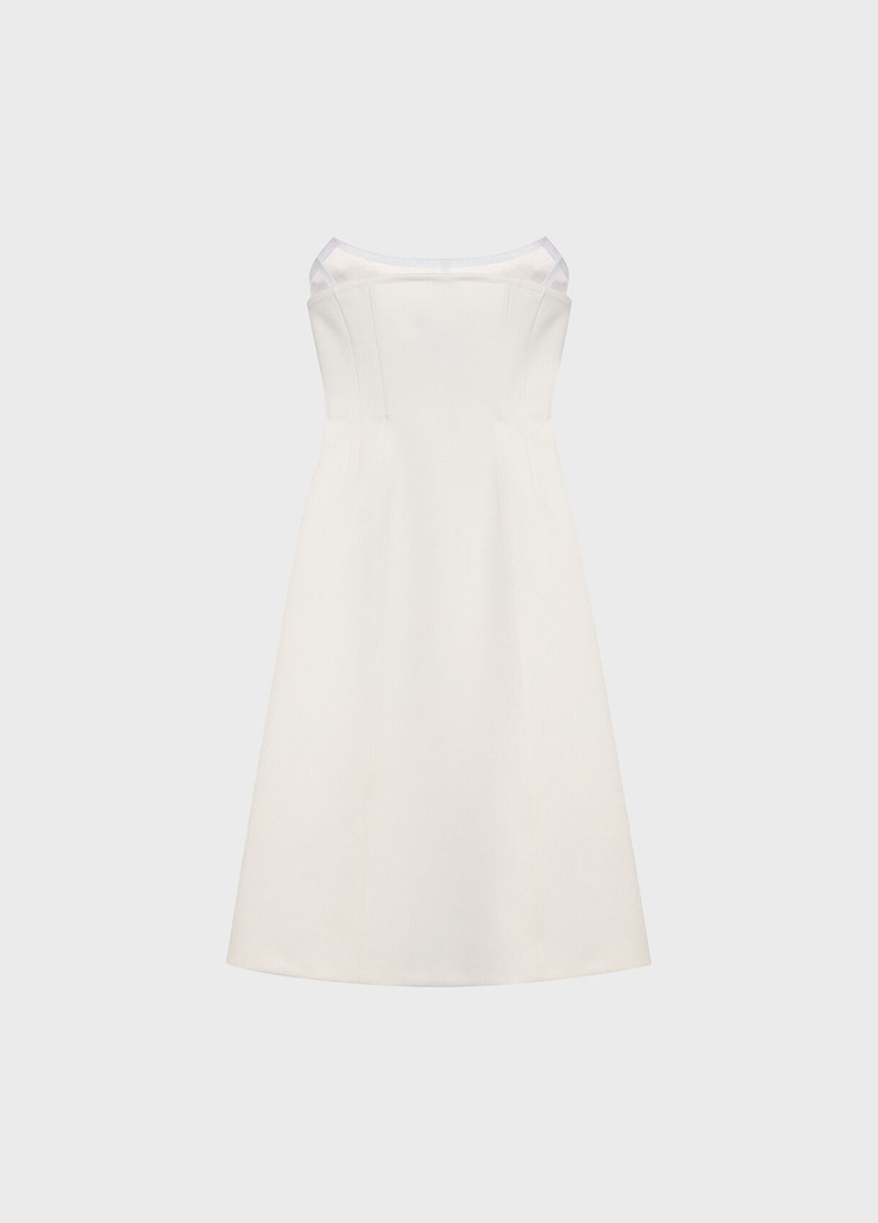 MIDI DRESS IN CRÊPE WITH SHAPED NECKLINE 1