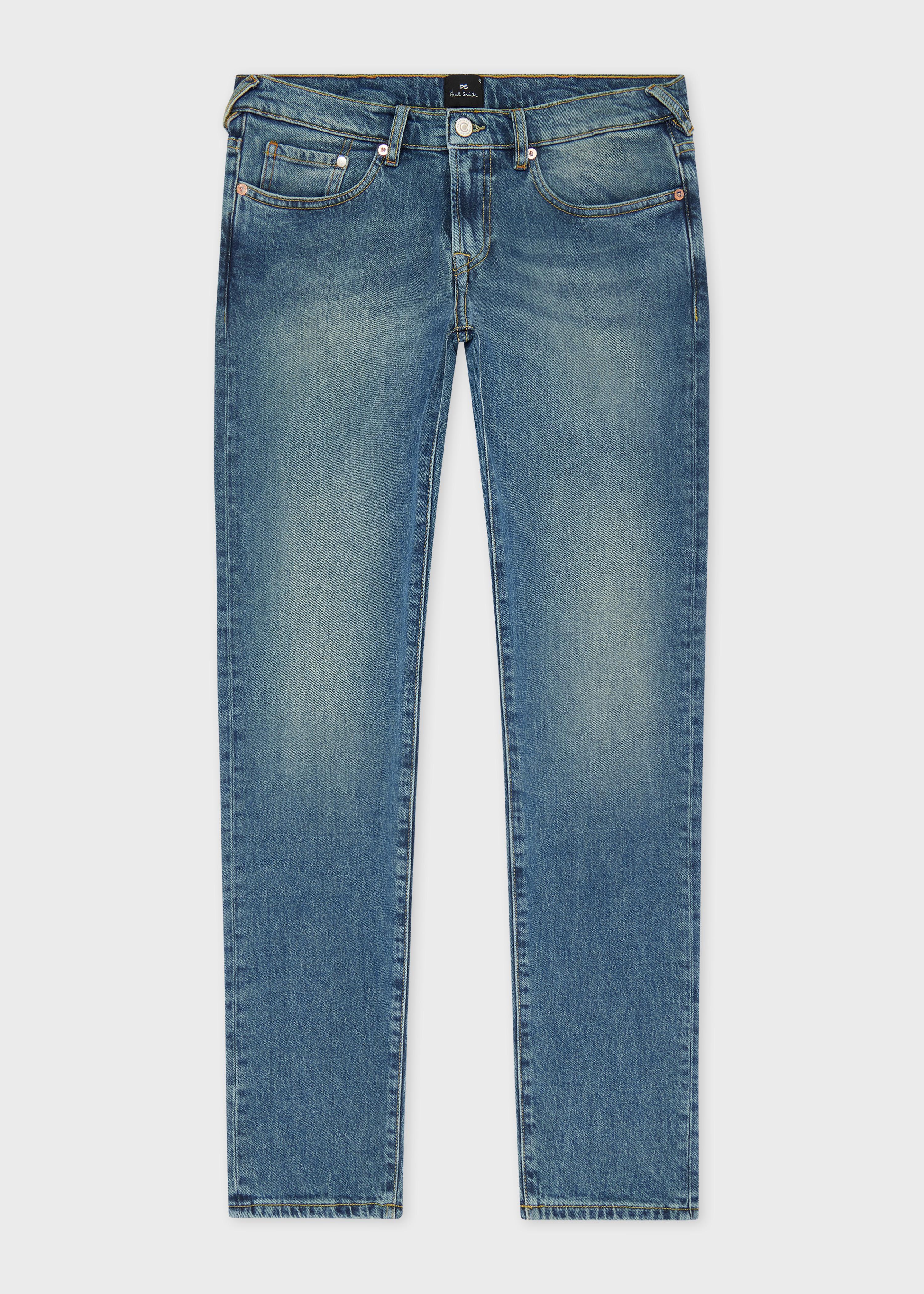 Tapered-Fit Antique-Wash Organic Vintage Stretch Jeans - 1