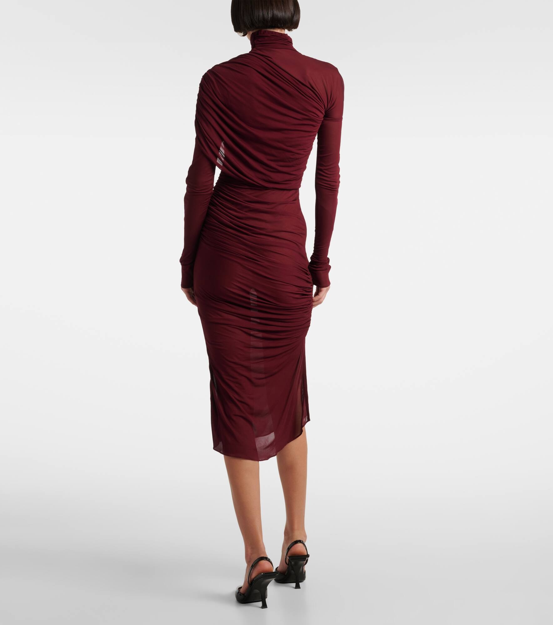 Sheer ruched midi dress - 3