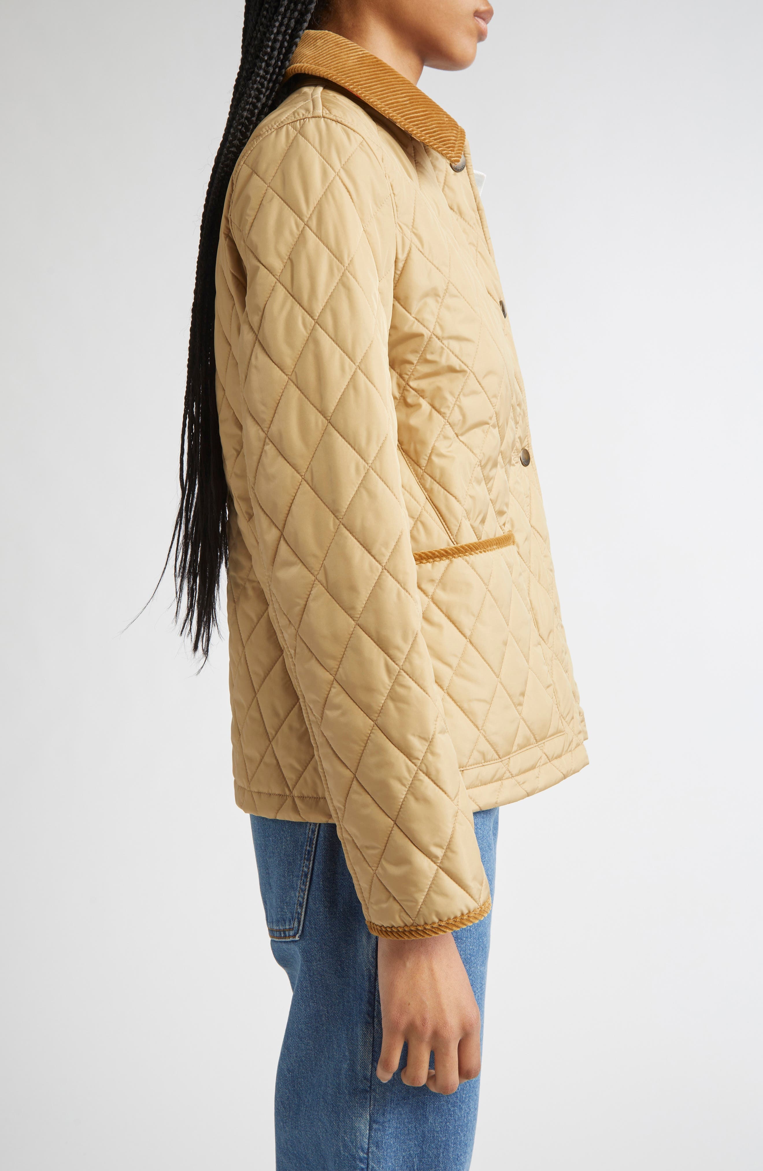 burberry Dorset Quilted Nylon Jacket in Flax/Sand Ip Check at Nordstrom - 4