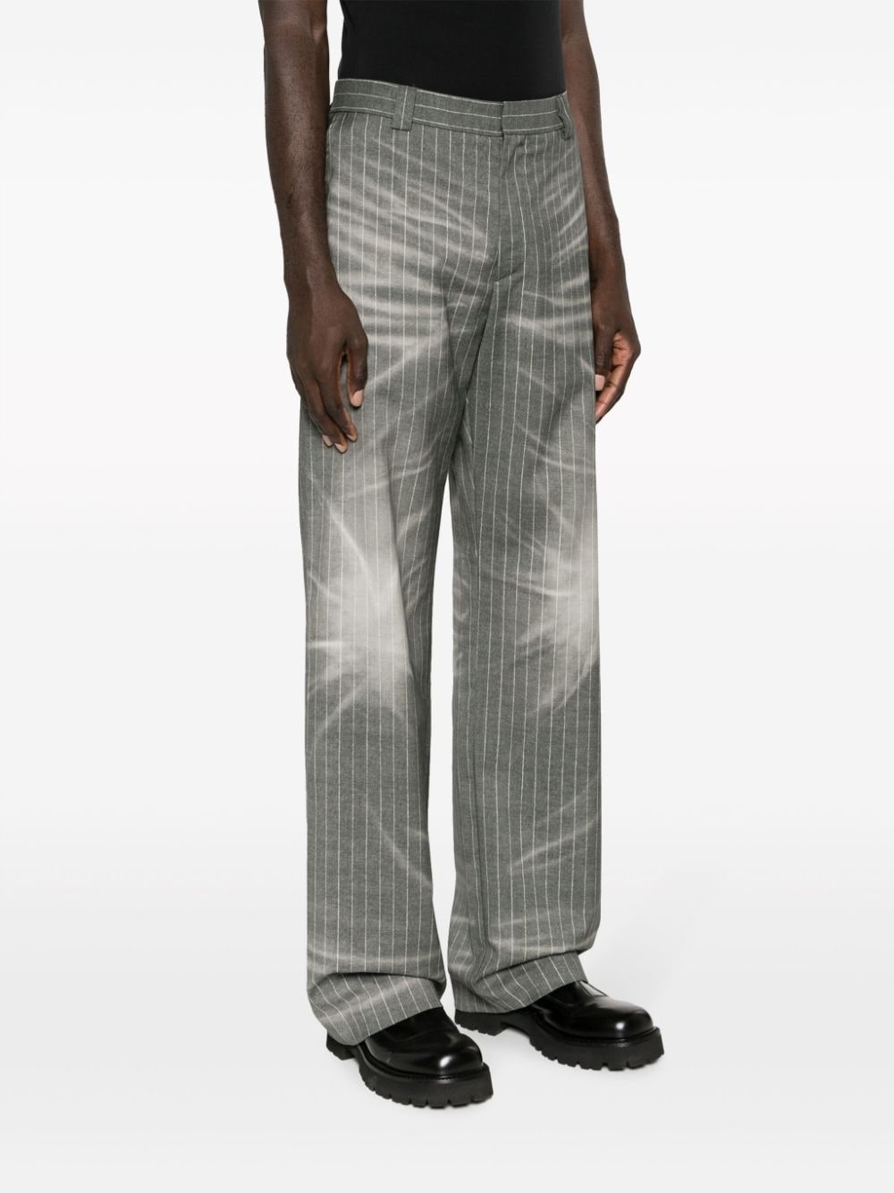 faded striped virgin wool trousers - 3