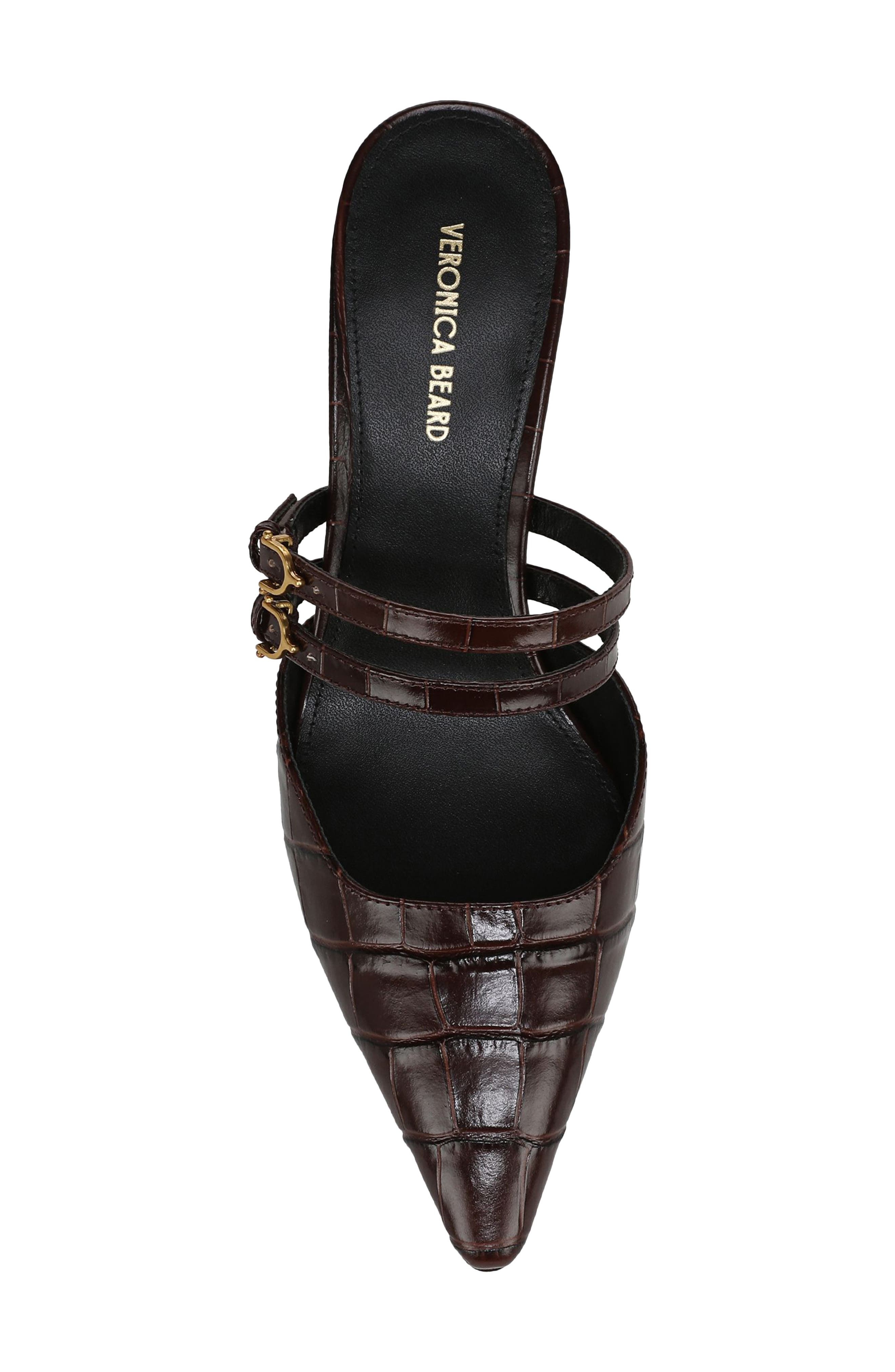Veronica Beard Corrie Croc Embossed Pointed Toe Pump in Chocolate at Nordstrom - 5