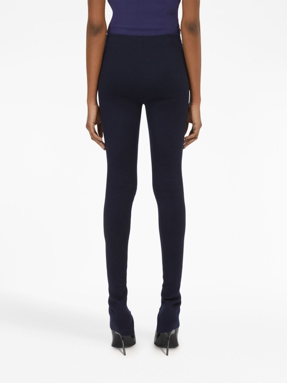 logo-plaque knitted leggings - 4