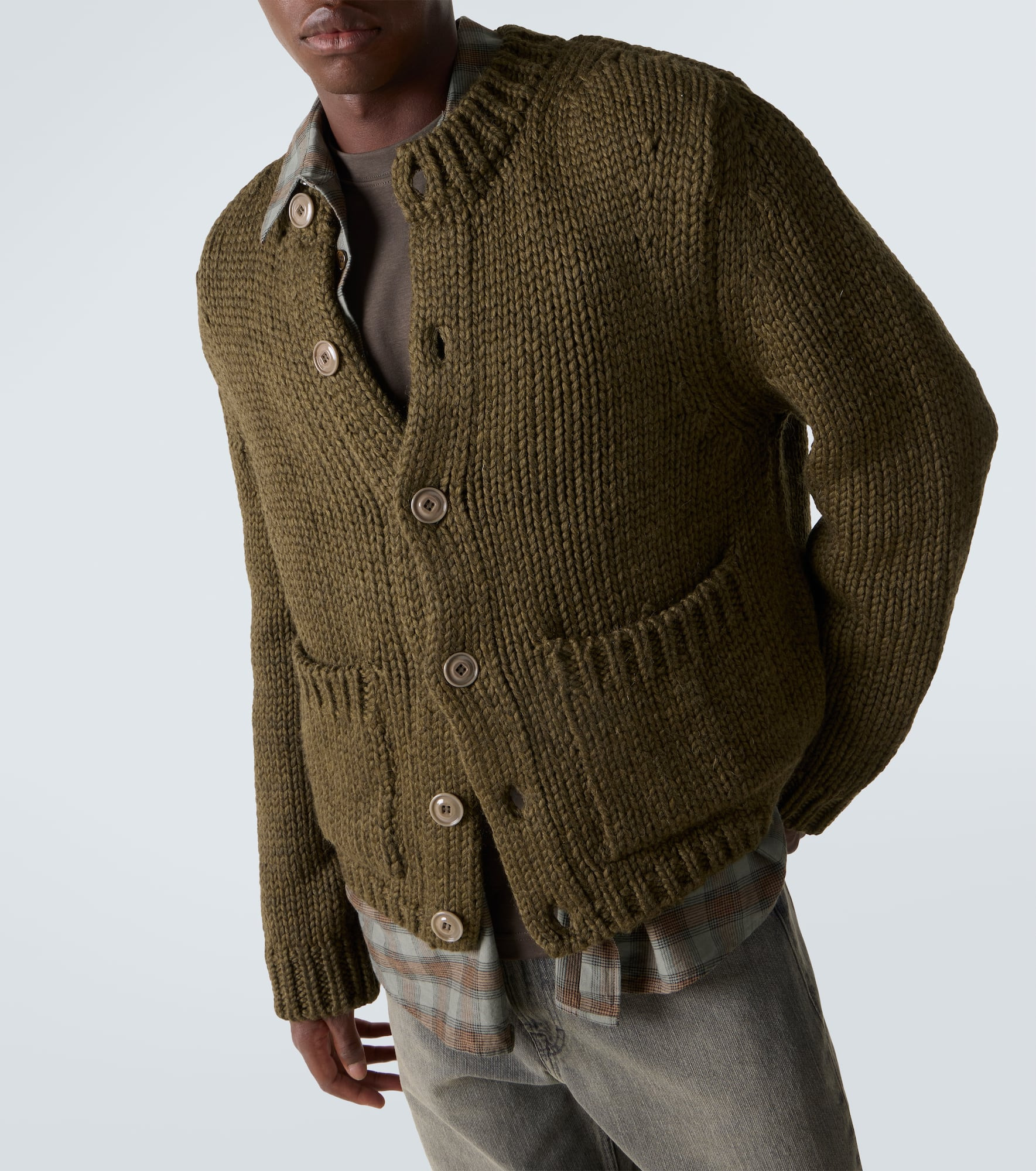 Over wool and alpaca cardigan - 5