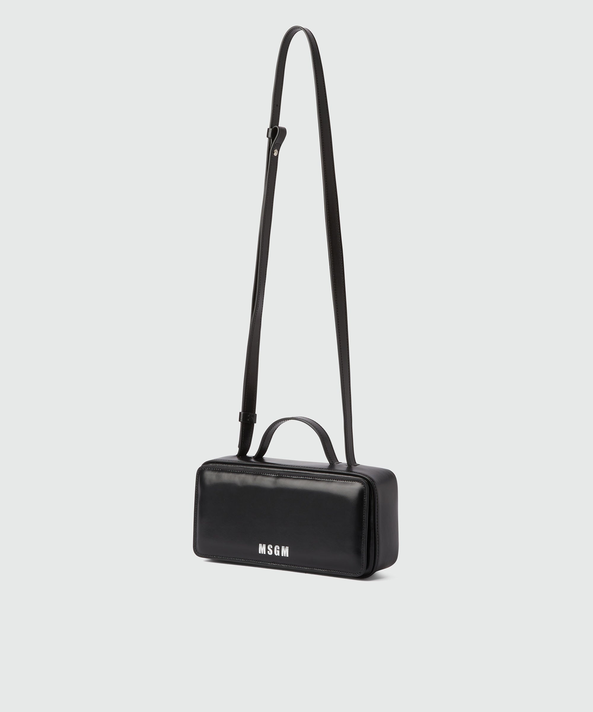 Small black shiny leather baguette bag - 3