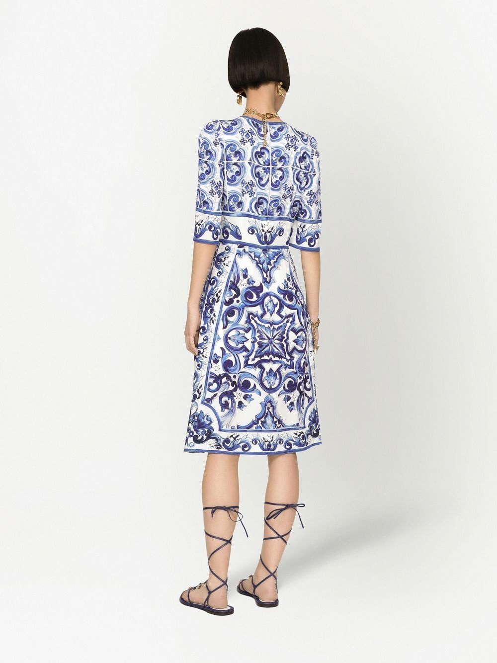 Majolica-print midi dress - 4