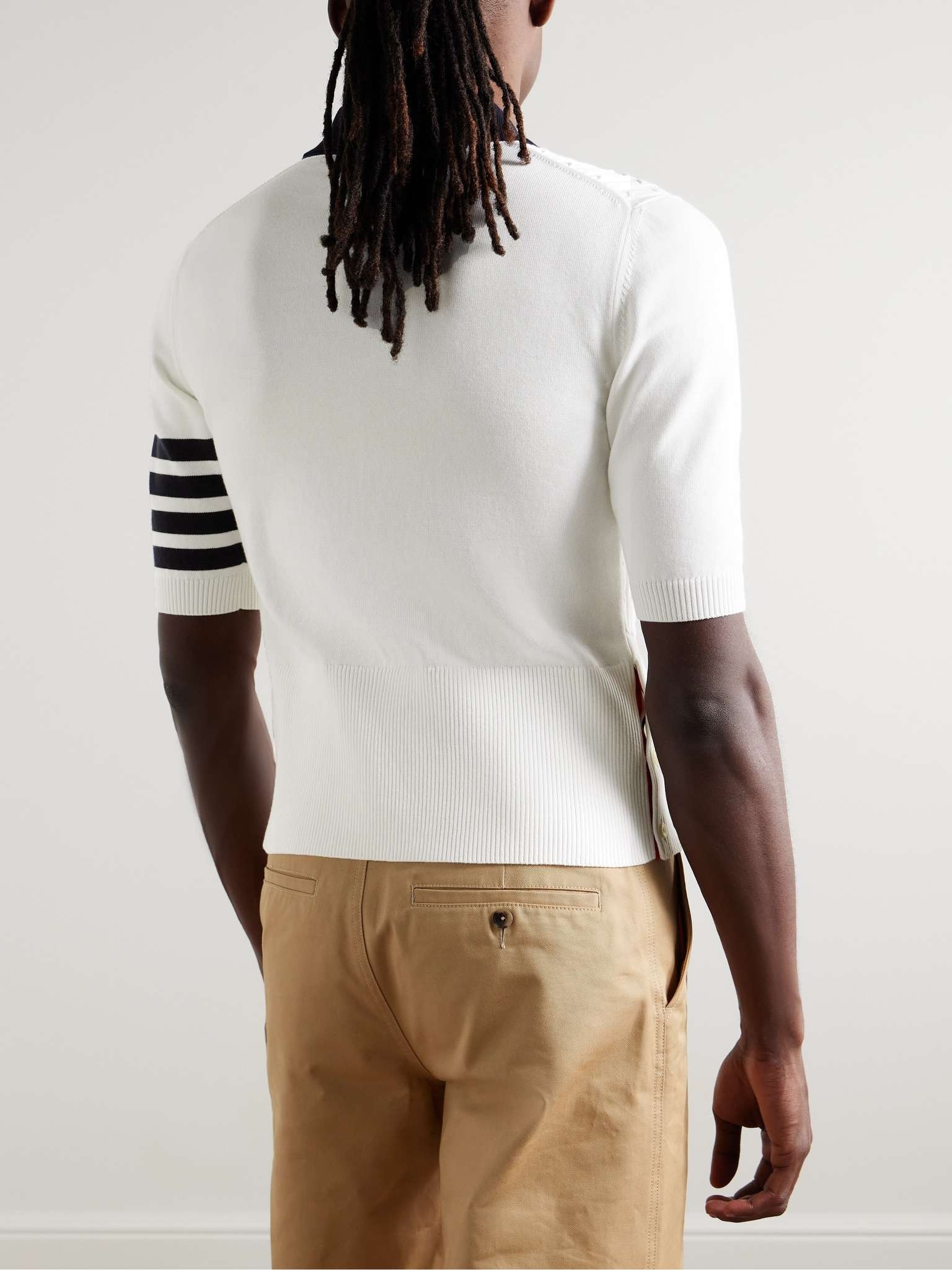 Slim-Fit Striped Cable-Knit Cotton Polo Shirt - 3