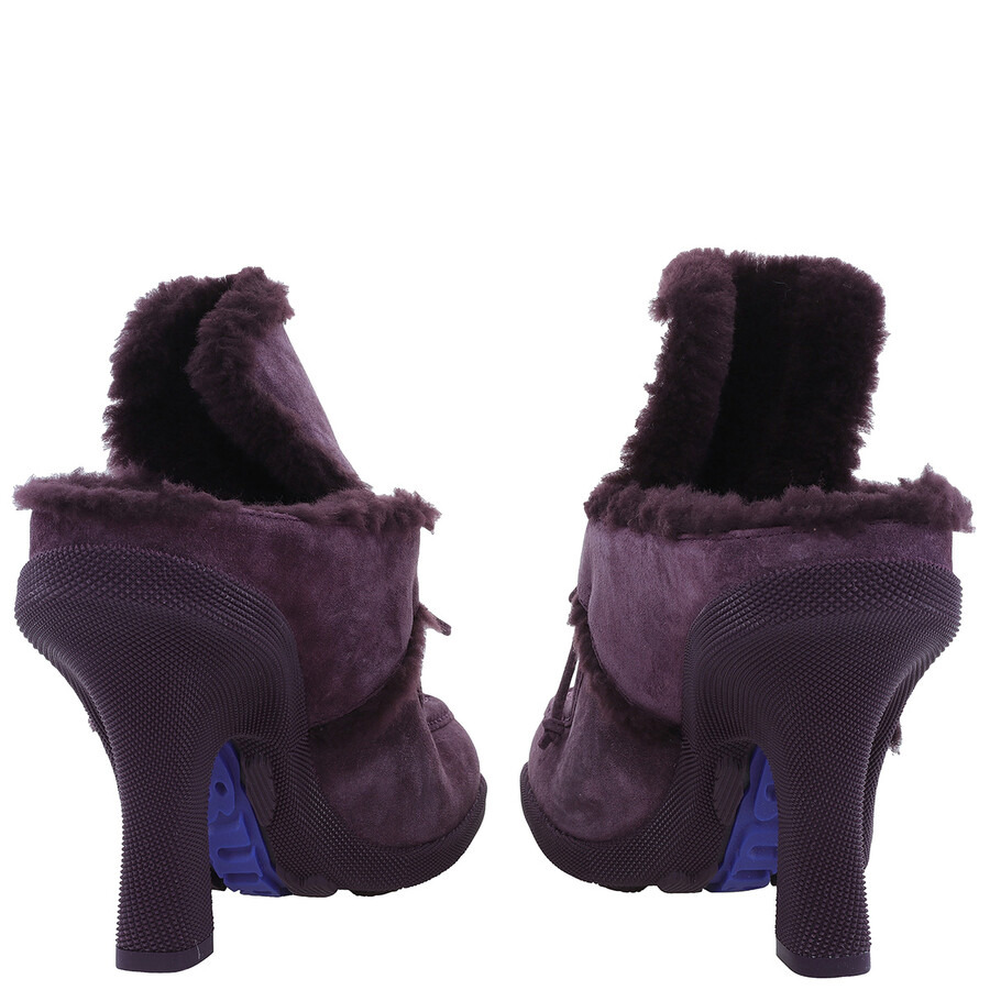 Burberry Suede and Shearling Square-Toe Highland Mules - 4
