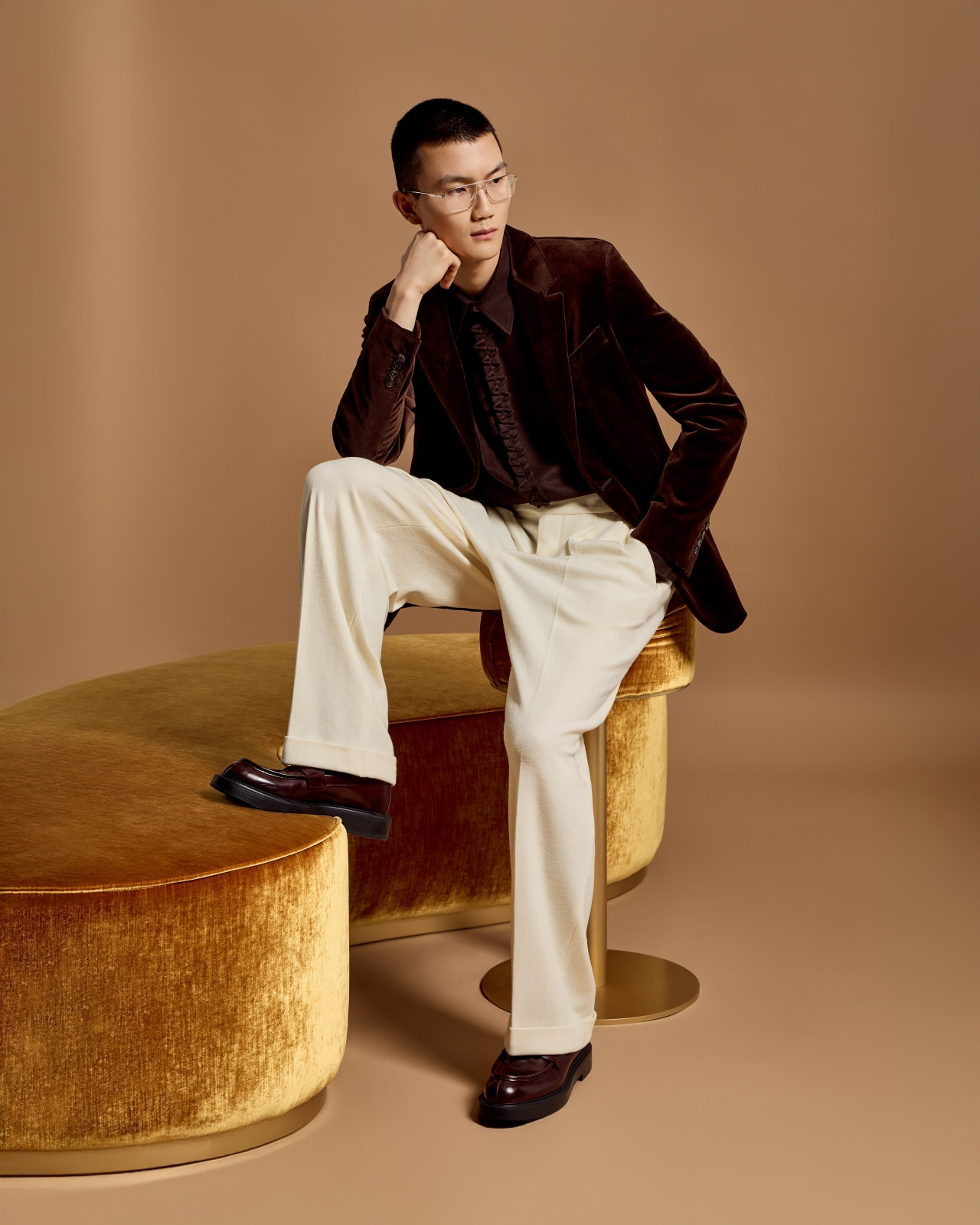 SINGLE-BREASTED JACKET IN SMOOTH VELVET - 6