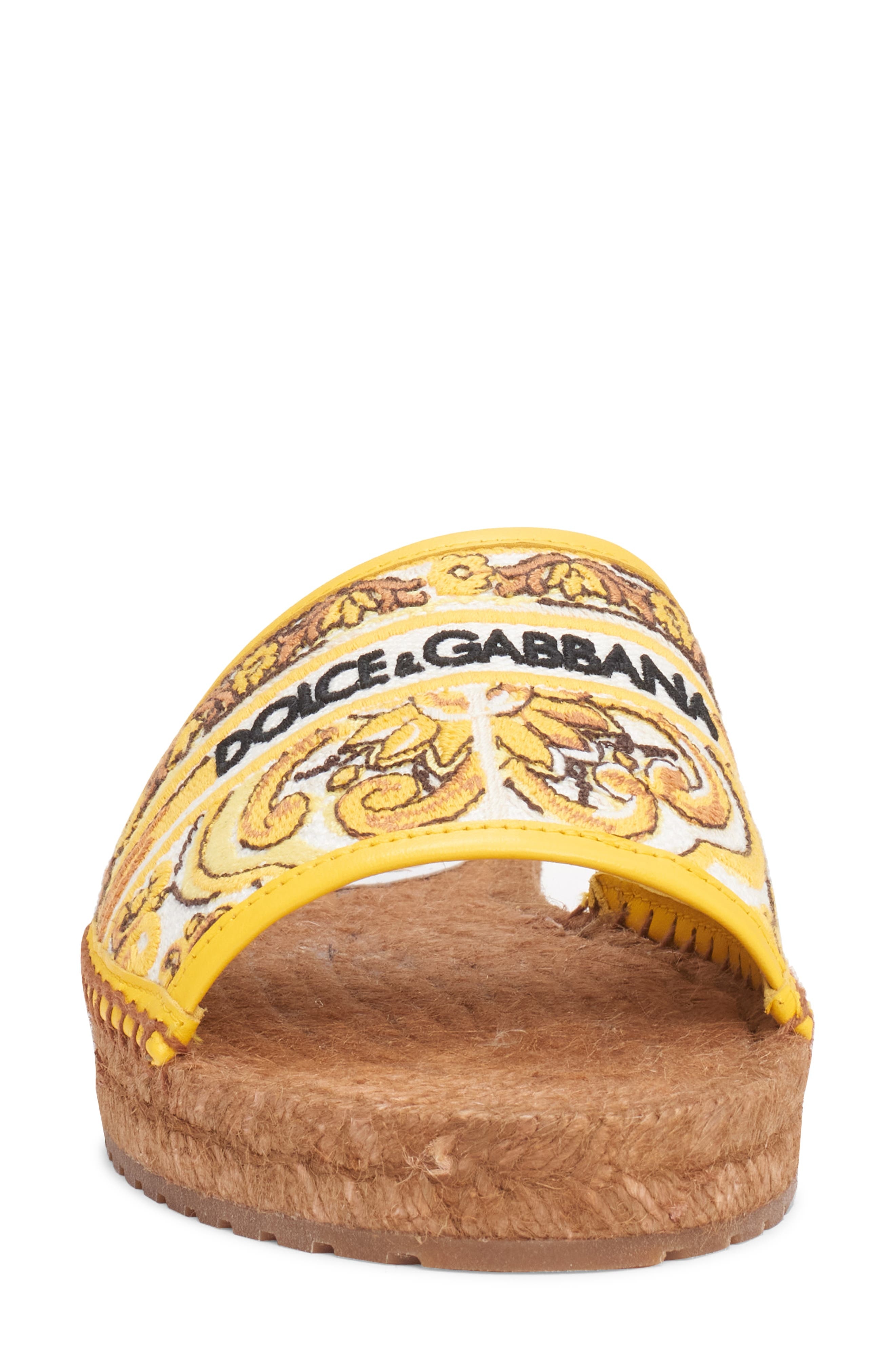 Dolce&Gabbana Majolica Print Espadrille Slide Sandal in Multicolor/Sole at Nordstrom - 4
