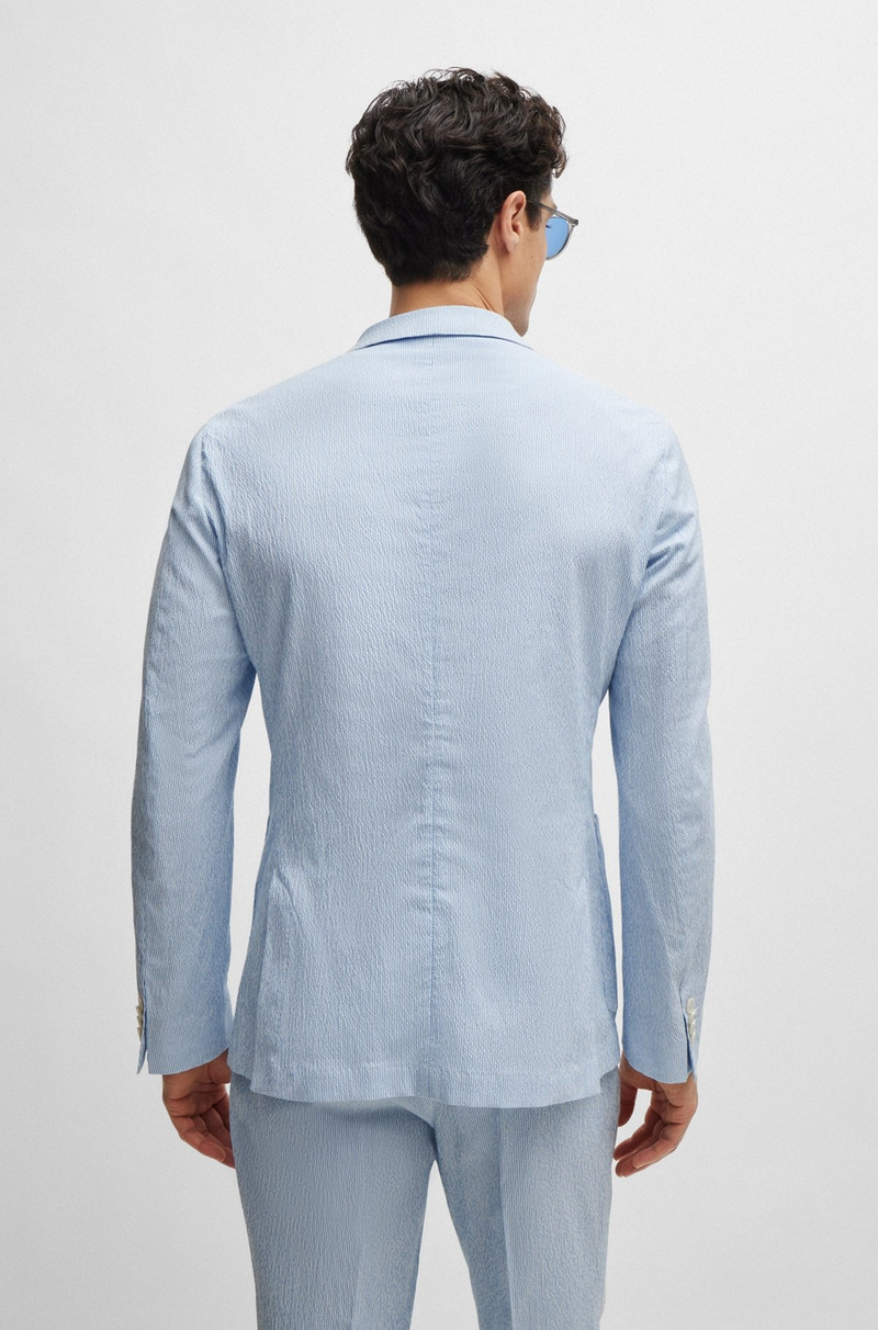 BOSS SLIM-FIT SUIT IN STRIPED STRETCH-COTTON SEERSUCKER outlook