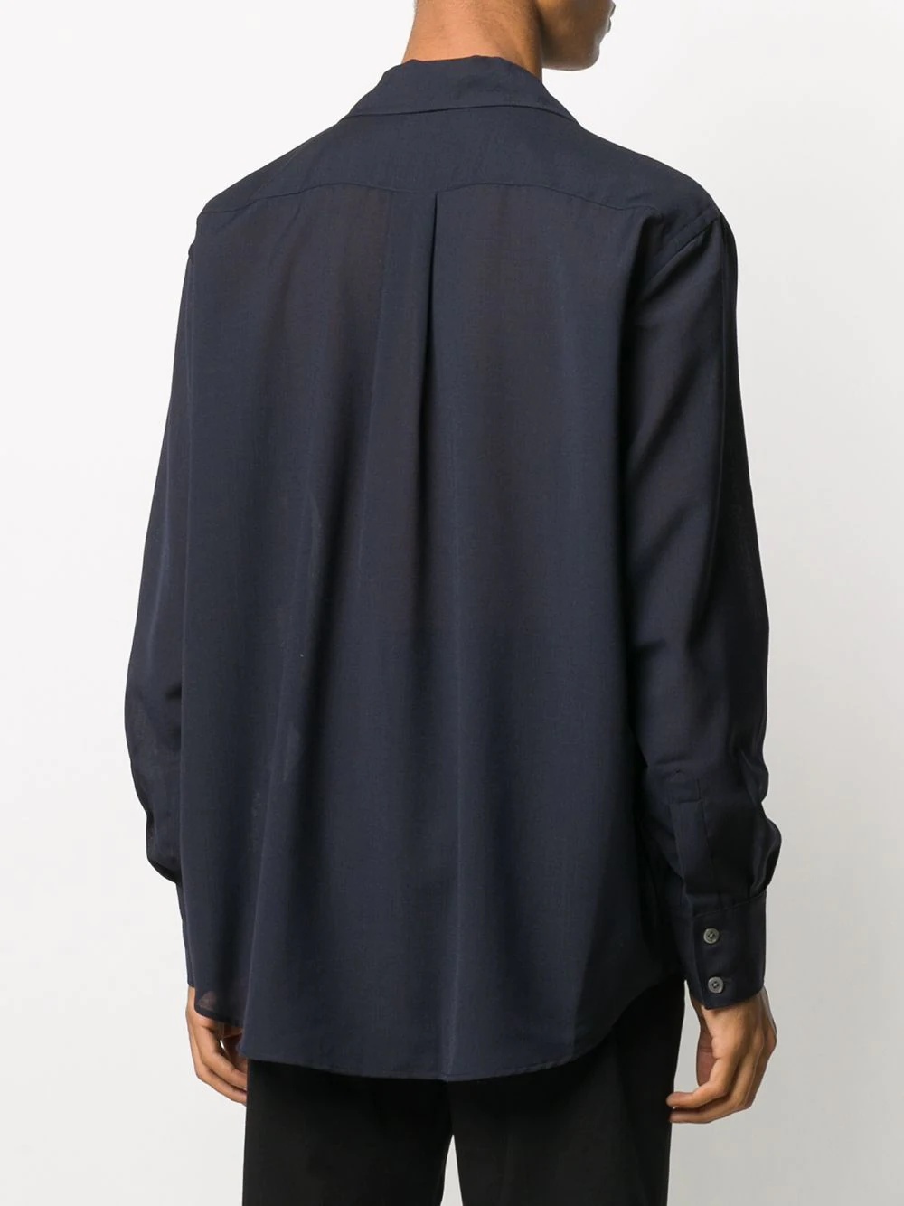 notch collar long sleeved shirt - 4