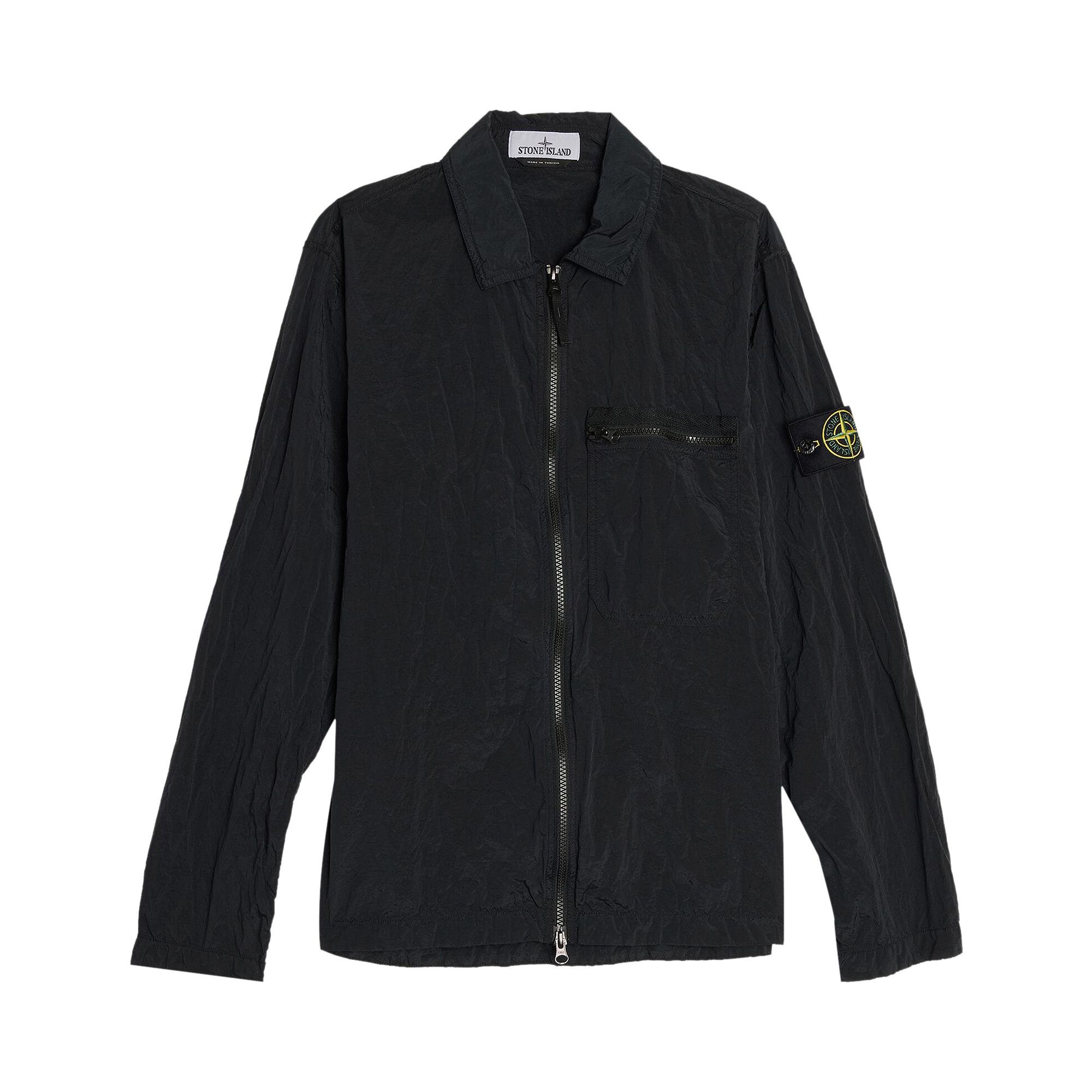 Stone Island Logo Patch Overshirt 'Black' - 1