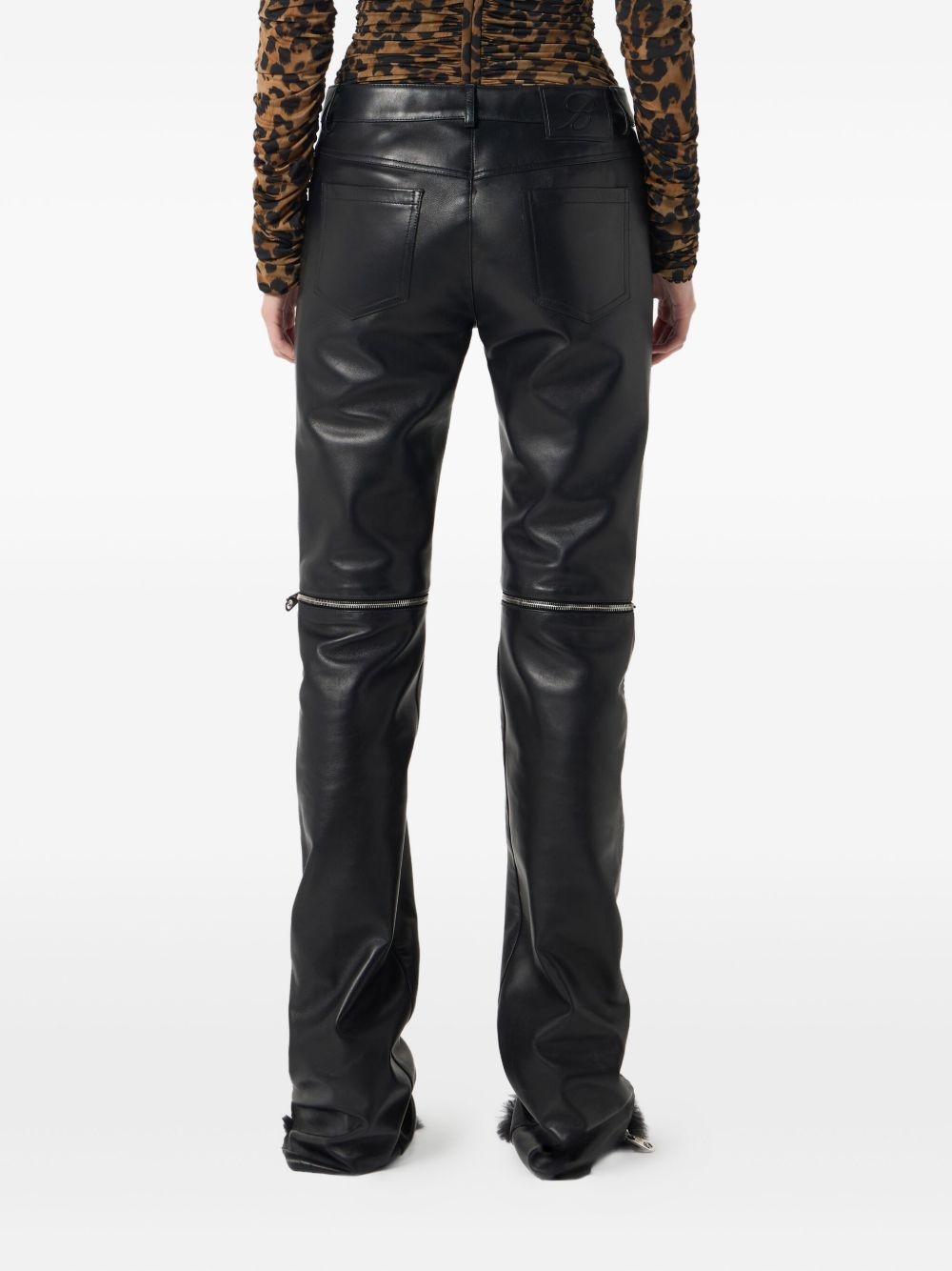 leather zip-detail trousers - 4