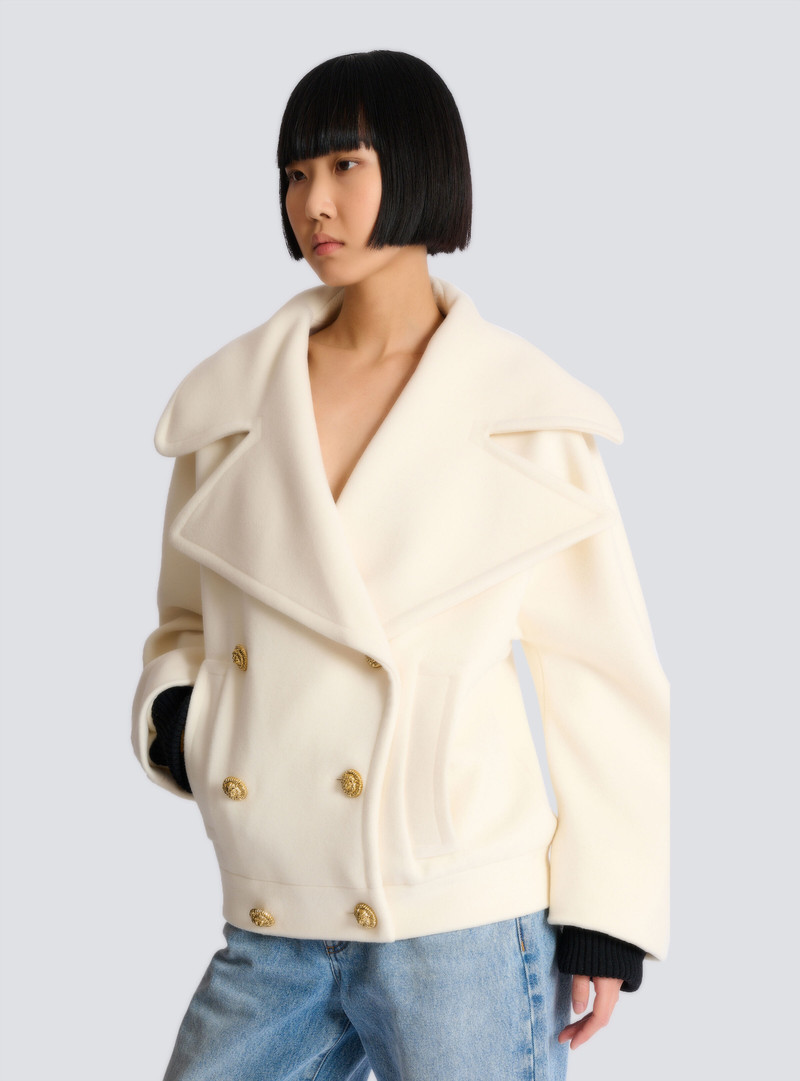 Wool 4-buttons pea coat 6