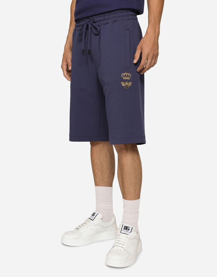 Jersey jogging shorts with embroidery - 4
