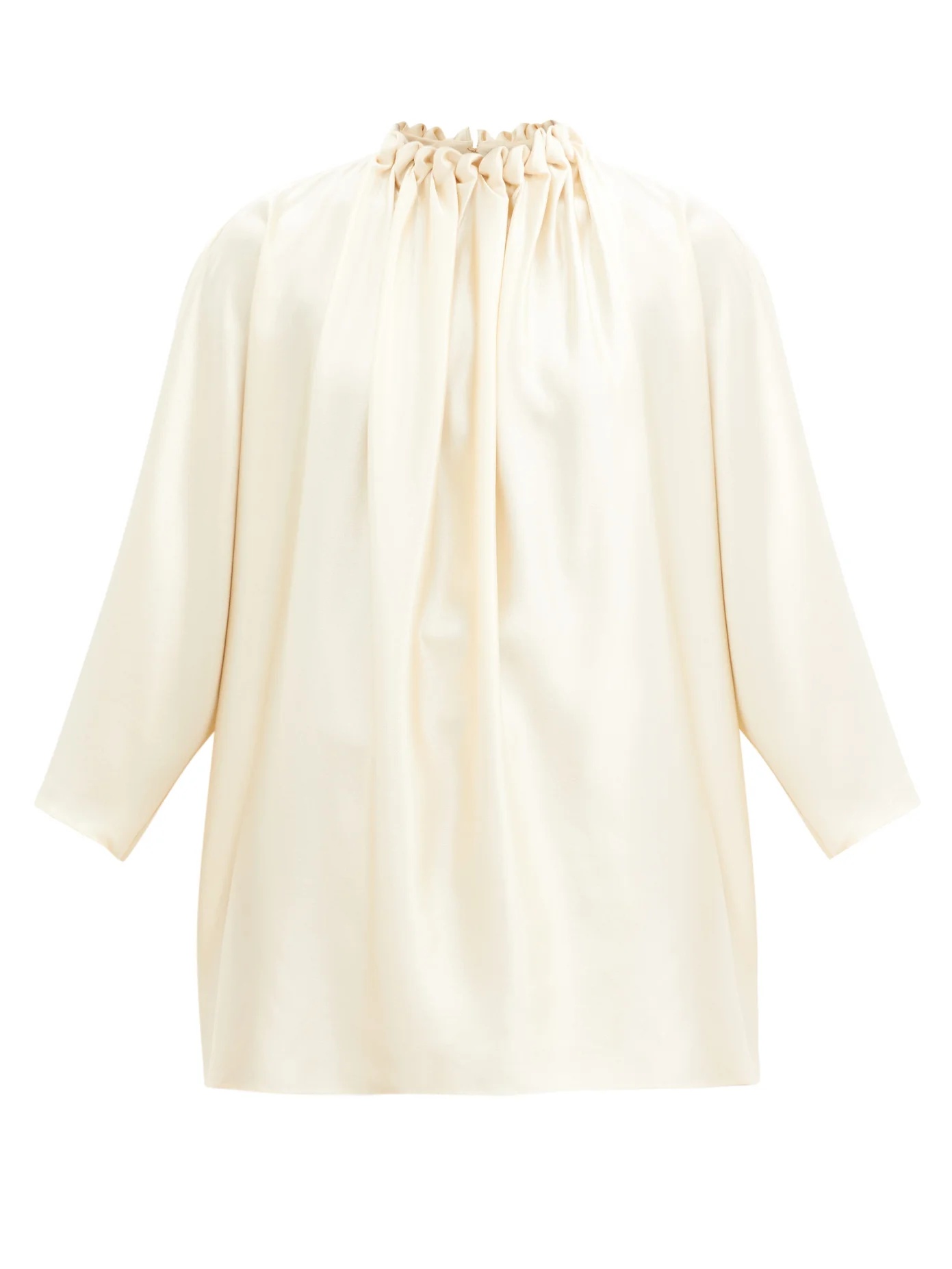 Ava braided high-neck silk-crepe blouse - 1