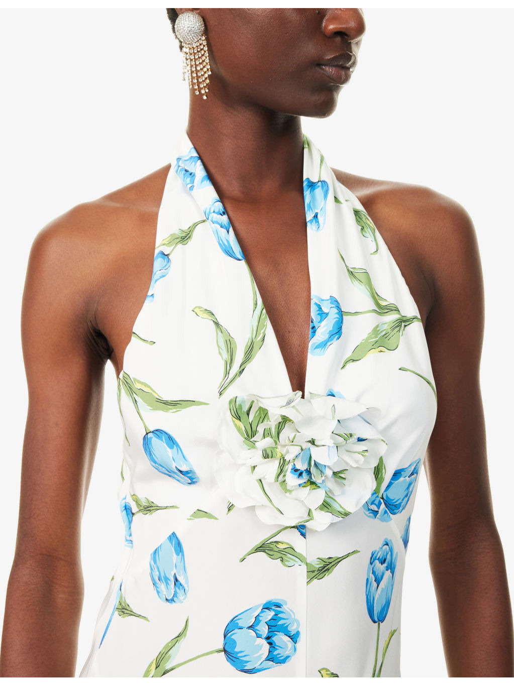 Tulip Halterneck Silk Maxi Dress - 5