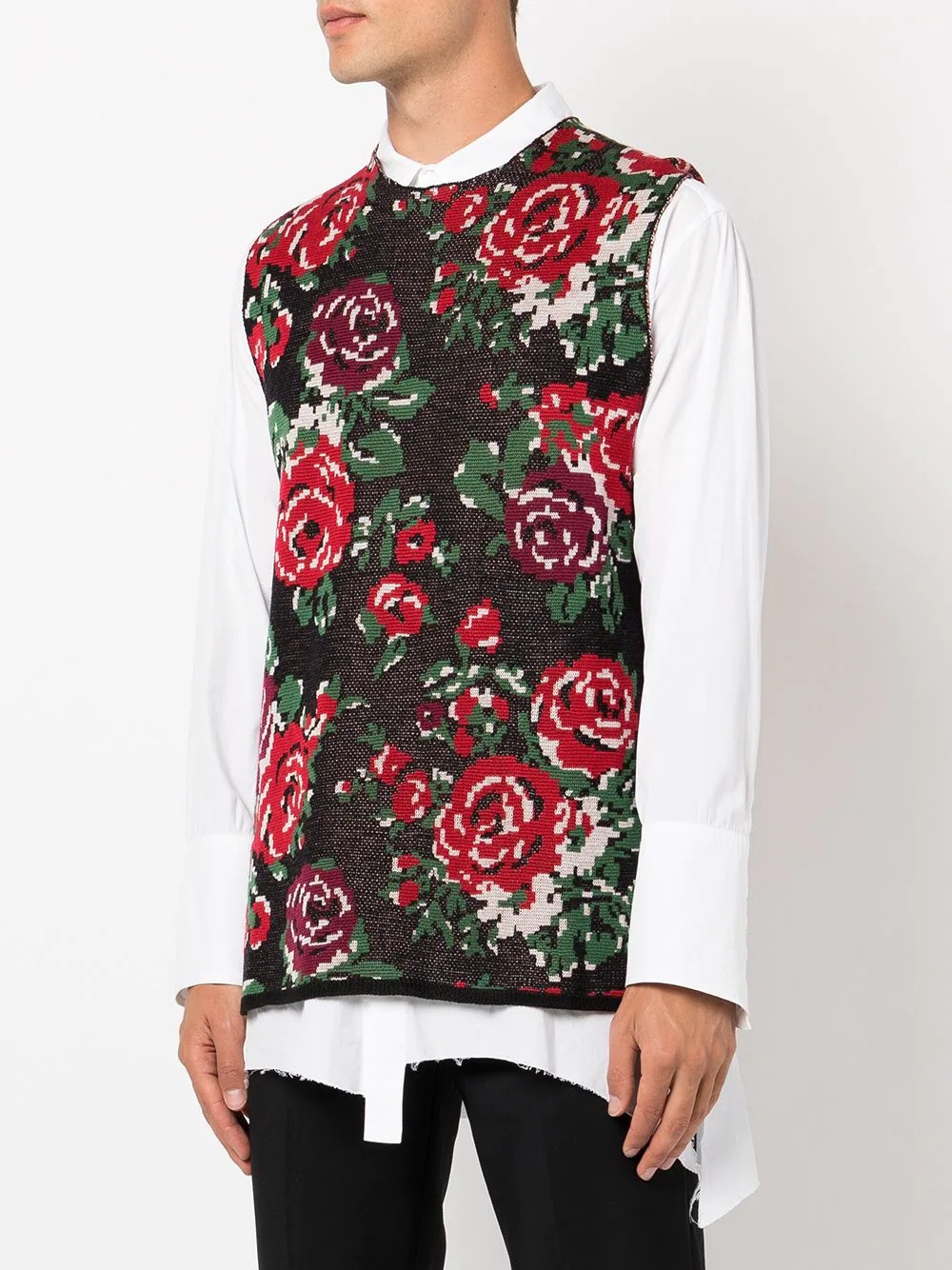 floral-print knitted vest - 3