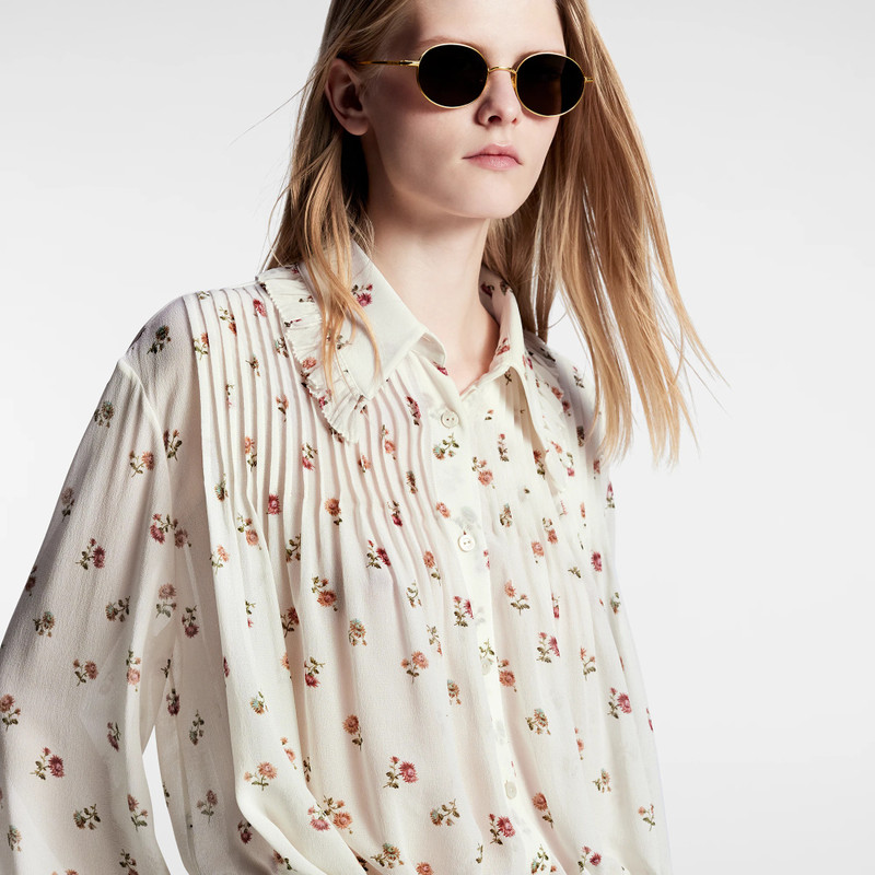 Louis Vuitton Floral Print Ruffle Collar Shirt outlook