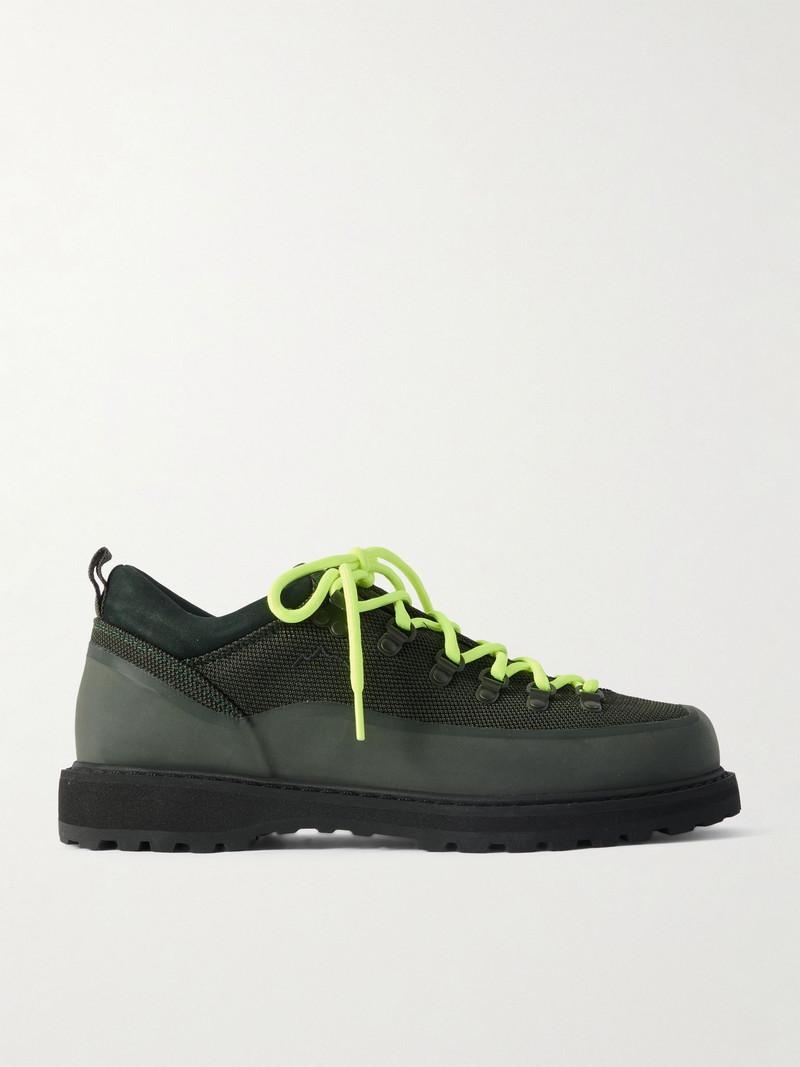 Roccia Basso Sport Rubber and Suede-Trimmed Tech-Shell Hiking Boots Green - 1