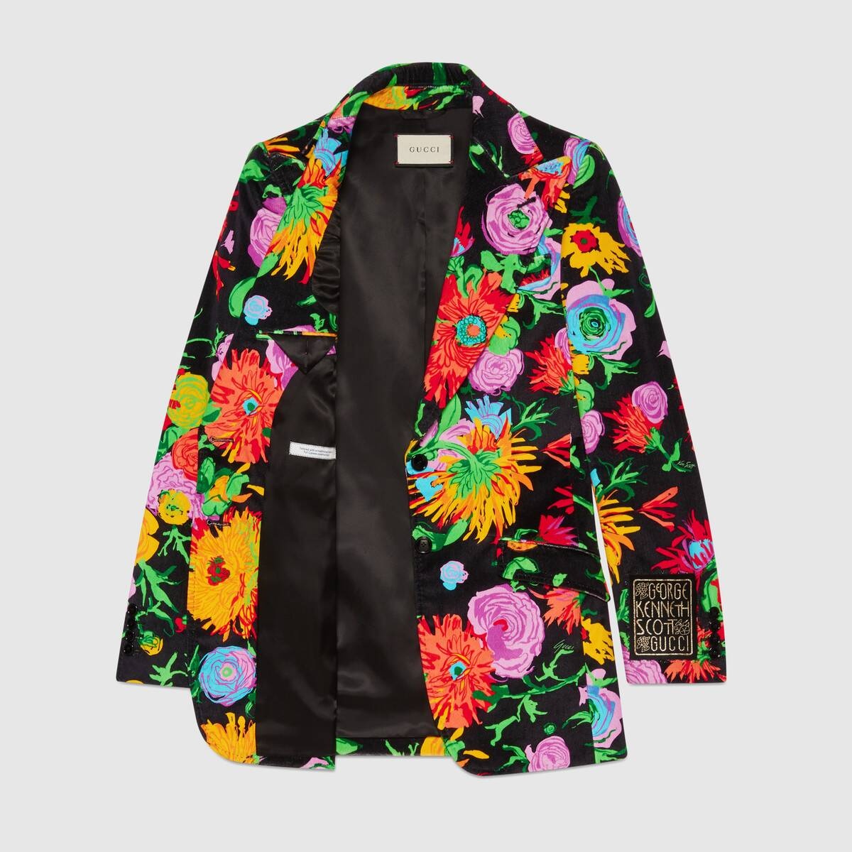 GUCCI×Ken Scott 国内正規品 フローラル テーラードジャケット50 Gucci x Ken Scott Floral Print Velvet Blazer - Runway Catalog