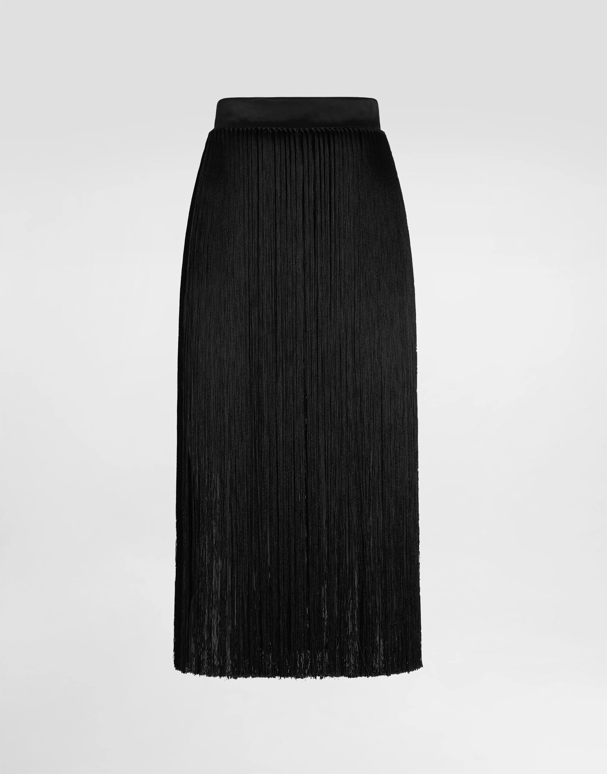 Long fringed skirt in satin - 1