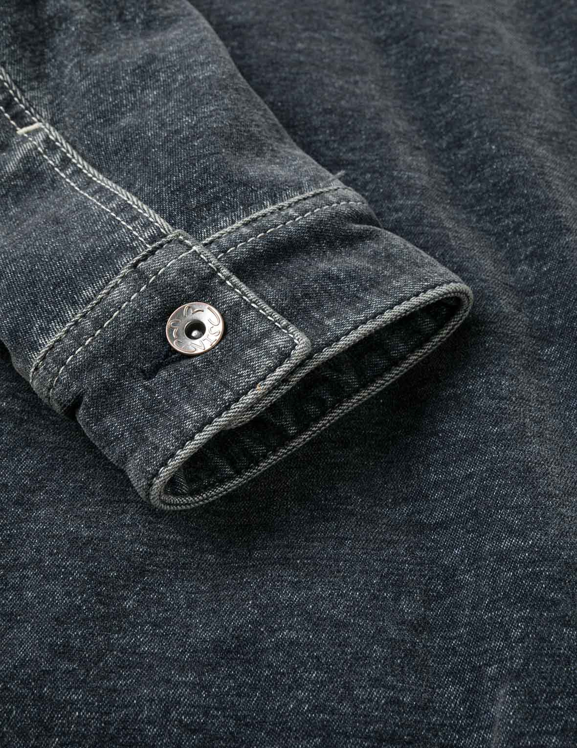 Emboss Rivet Seagull Relax Fit Washed Denim Jacket - 10