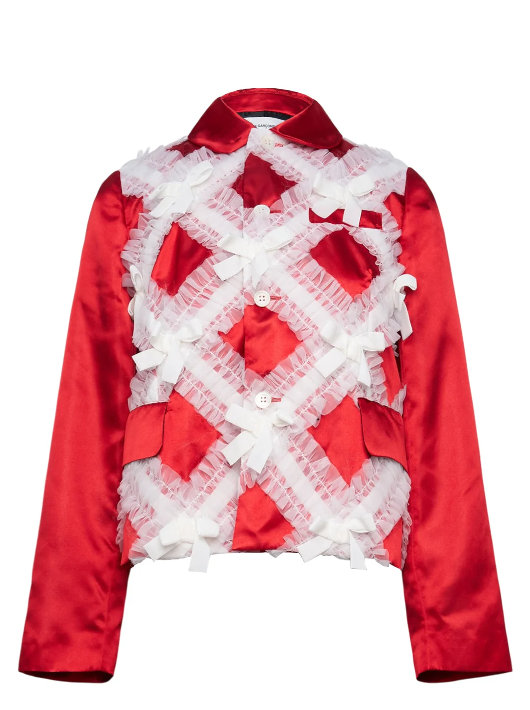 Satin Criss-Cross Ruffle Jacket - 1