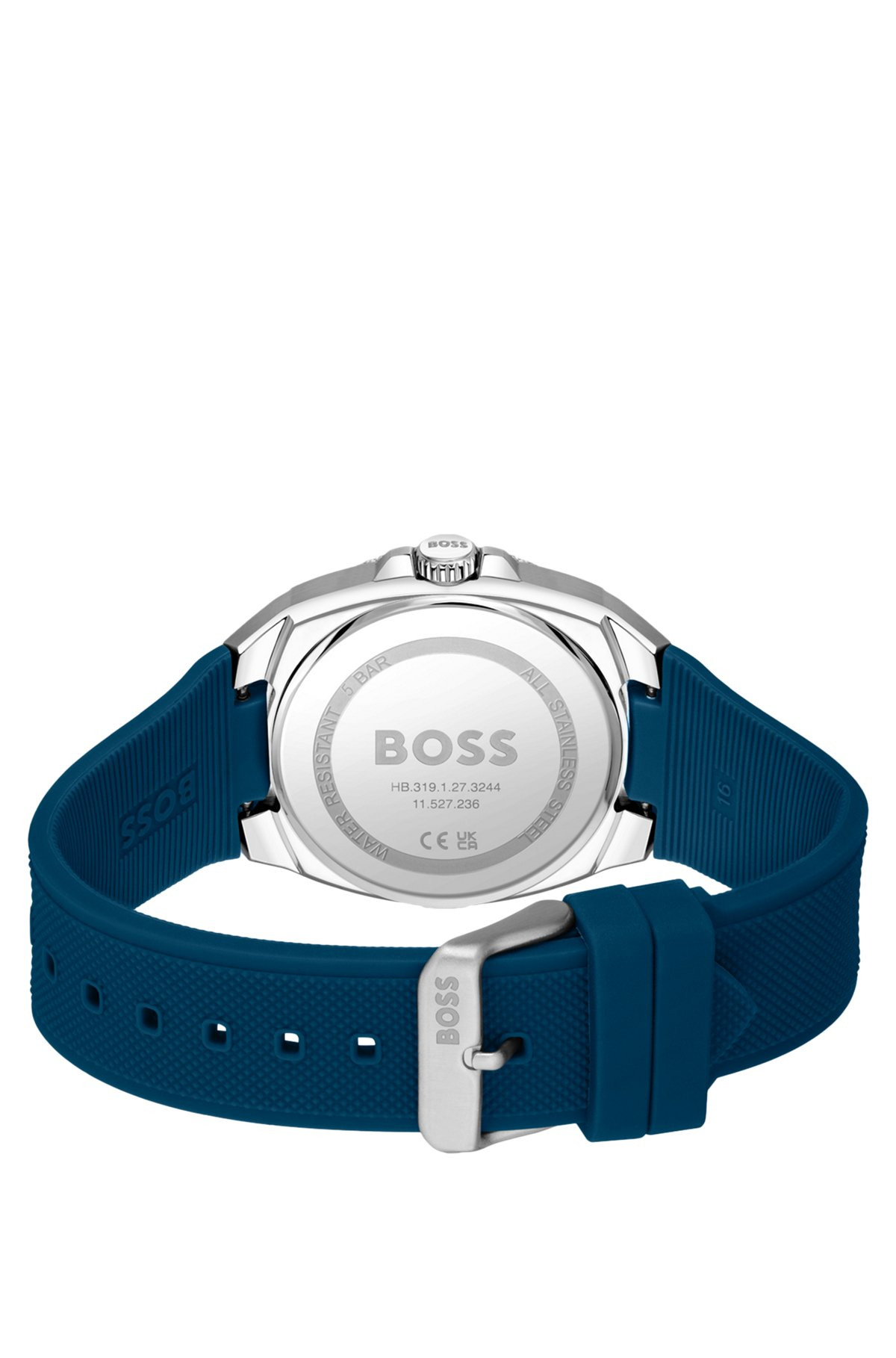 SILICONE-LOGO-STRAP WATCH WITH BLUE GUILLOCHÉ DIAL - 3