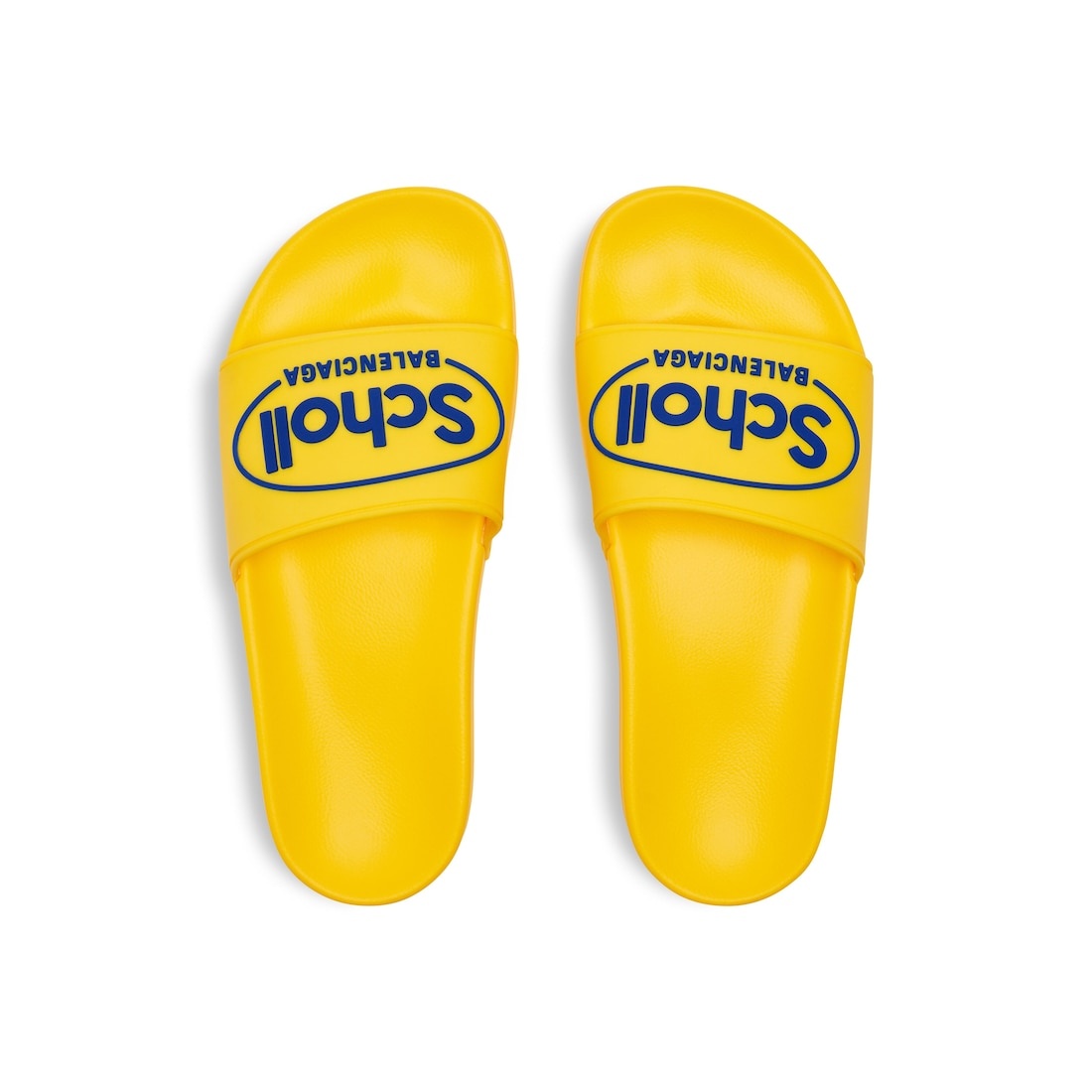 Men's Balenciaga I Scholl Pool Slide Sandal in Yellow/blue - 6