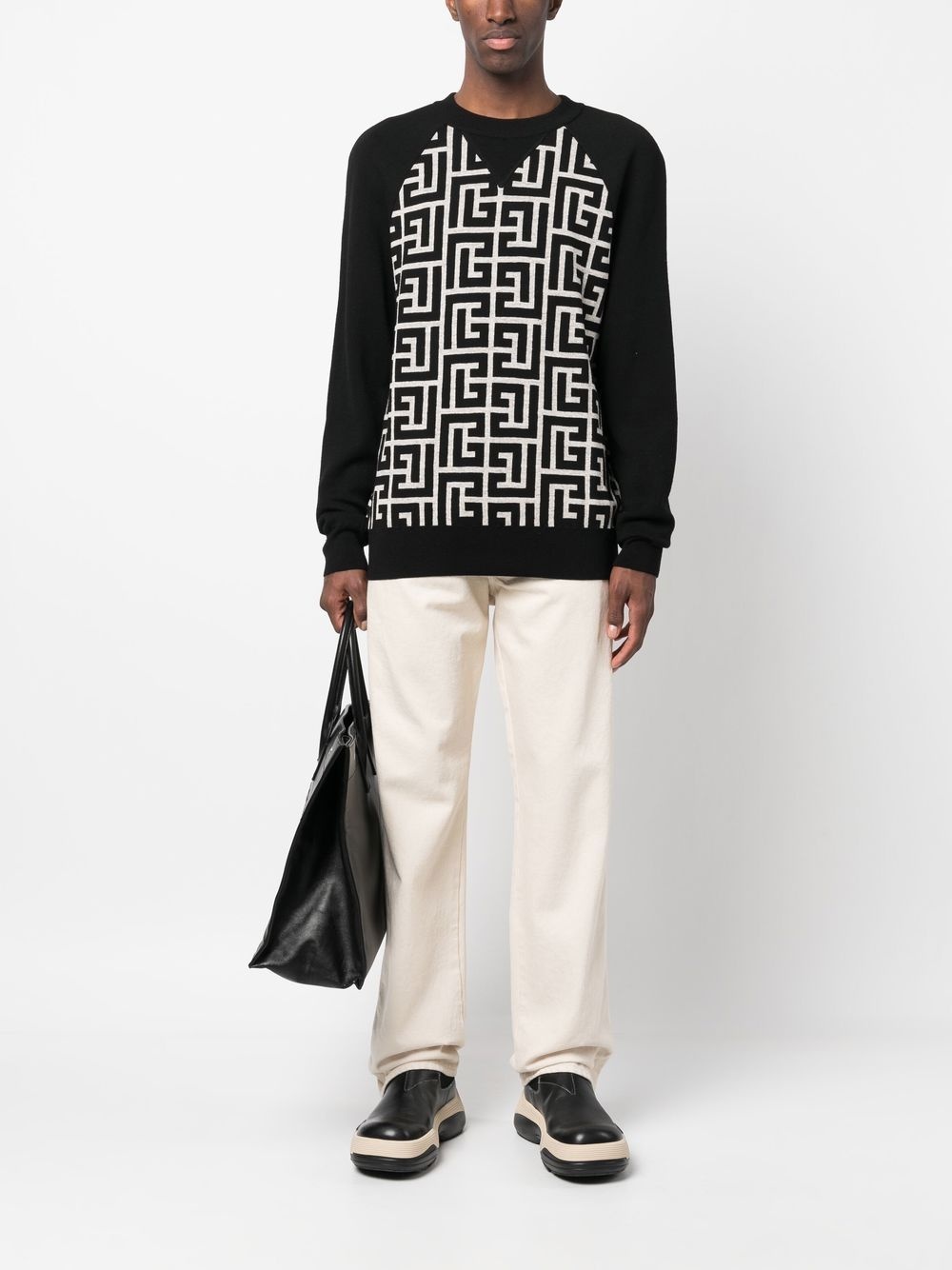 monogram panelled jumper - 2
