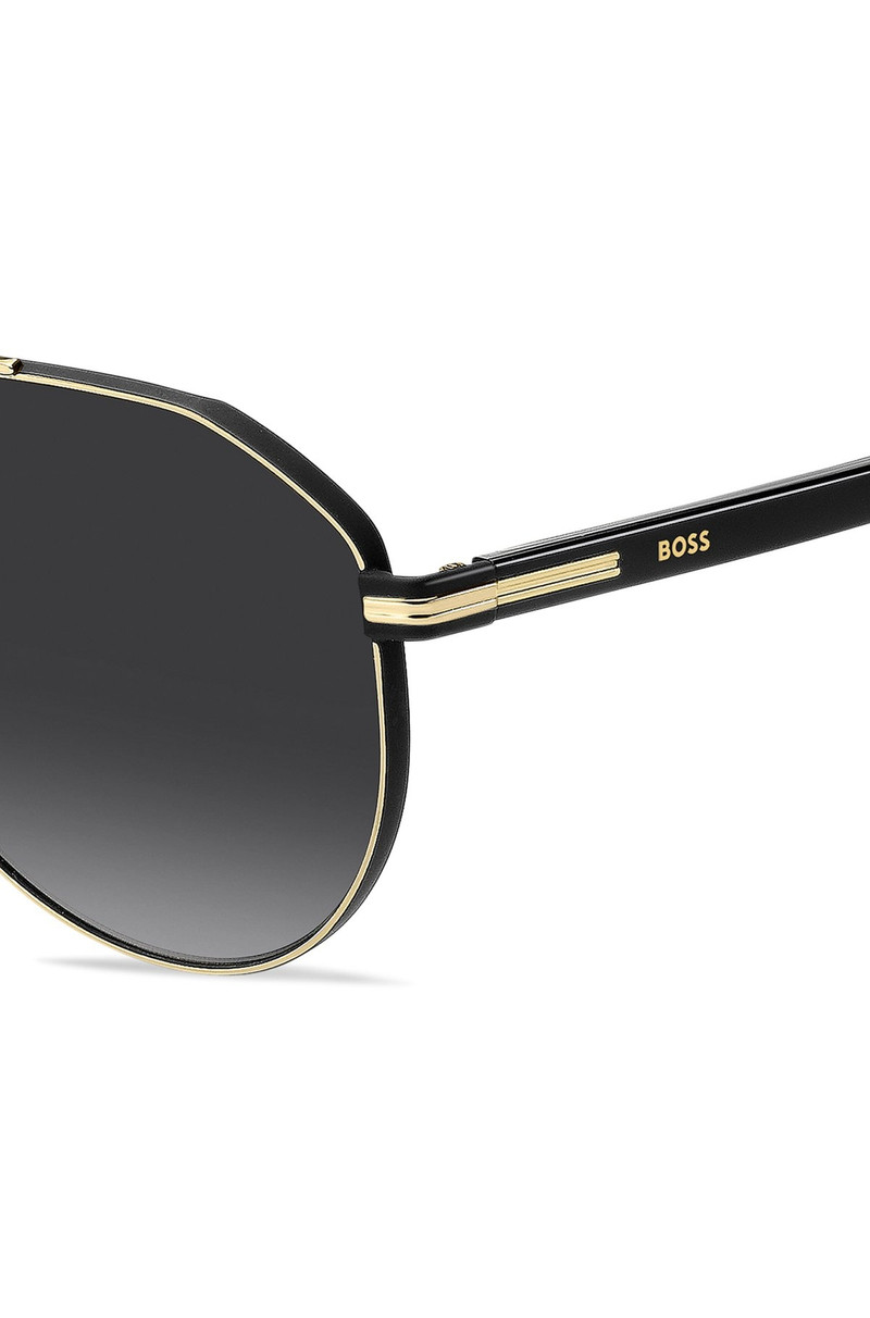 BOSS DOUBLE-BRIDGE SUNGLASSES IN BLACK AND GOLD TONES outlook