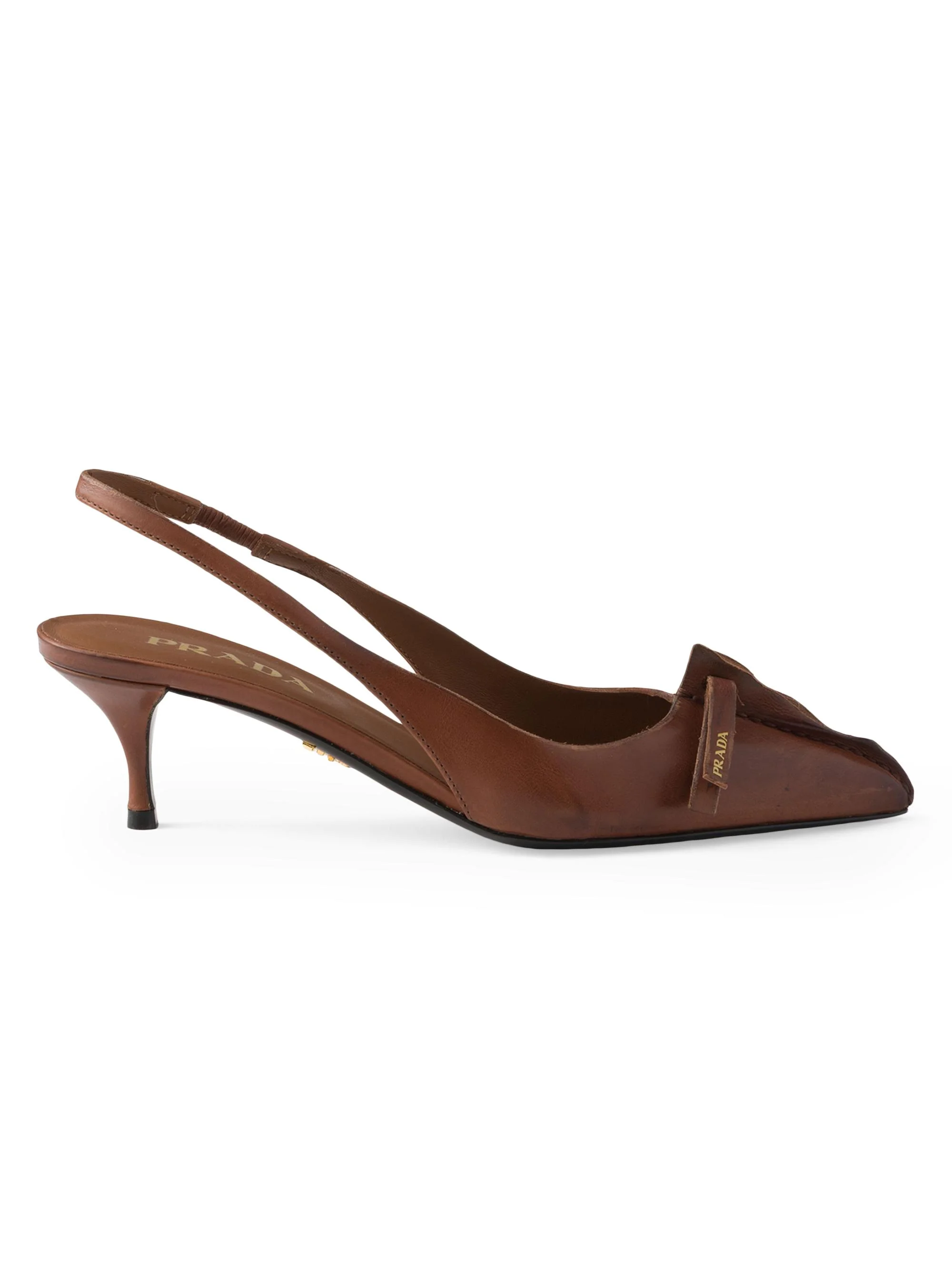 靴 PRADA leather strap heels brown Prada Women's Leather Slingback Pumps - Brown - prod199750053