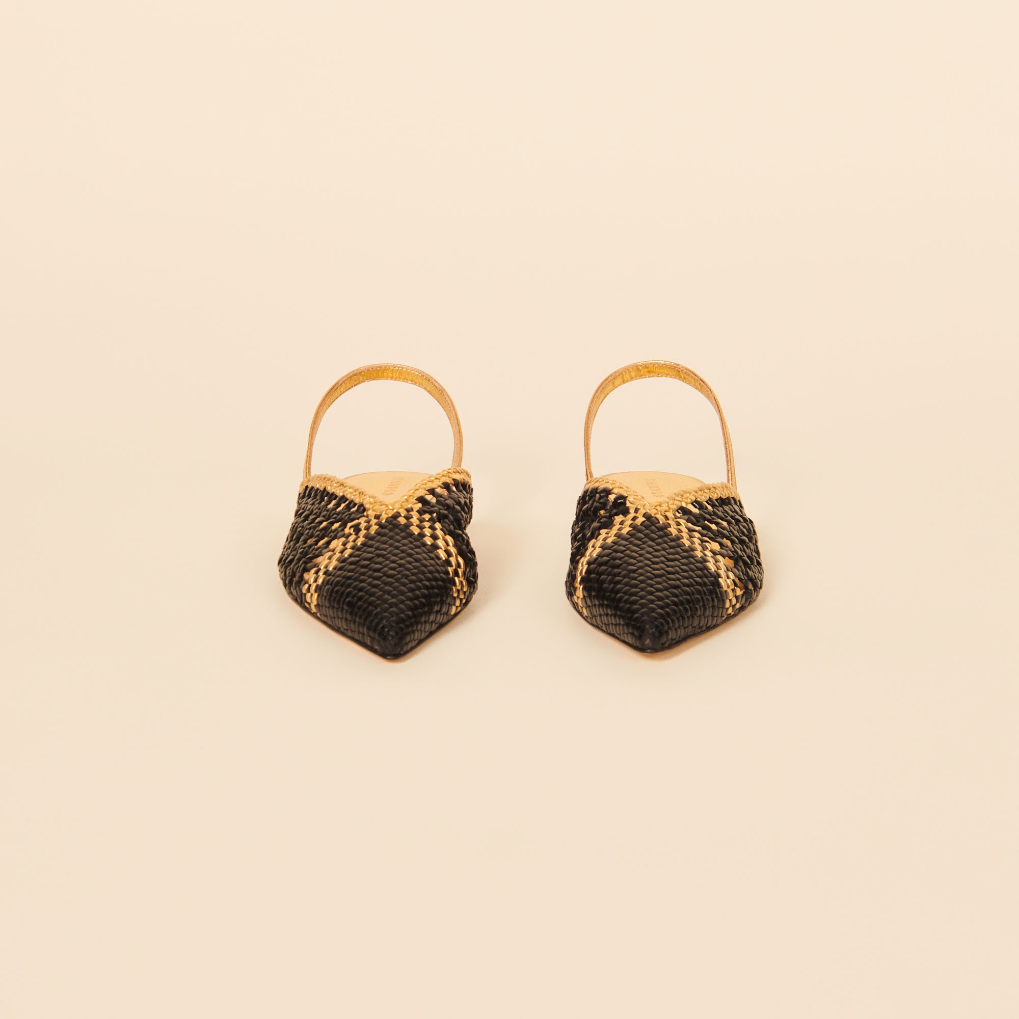 Woven leather slingbacks - 2