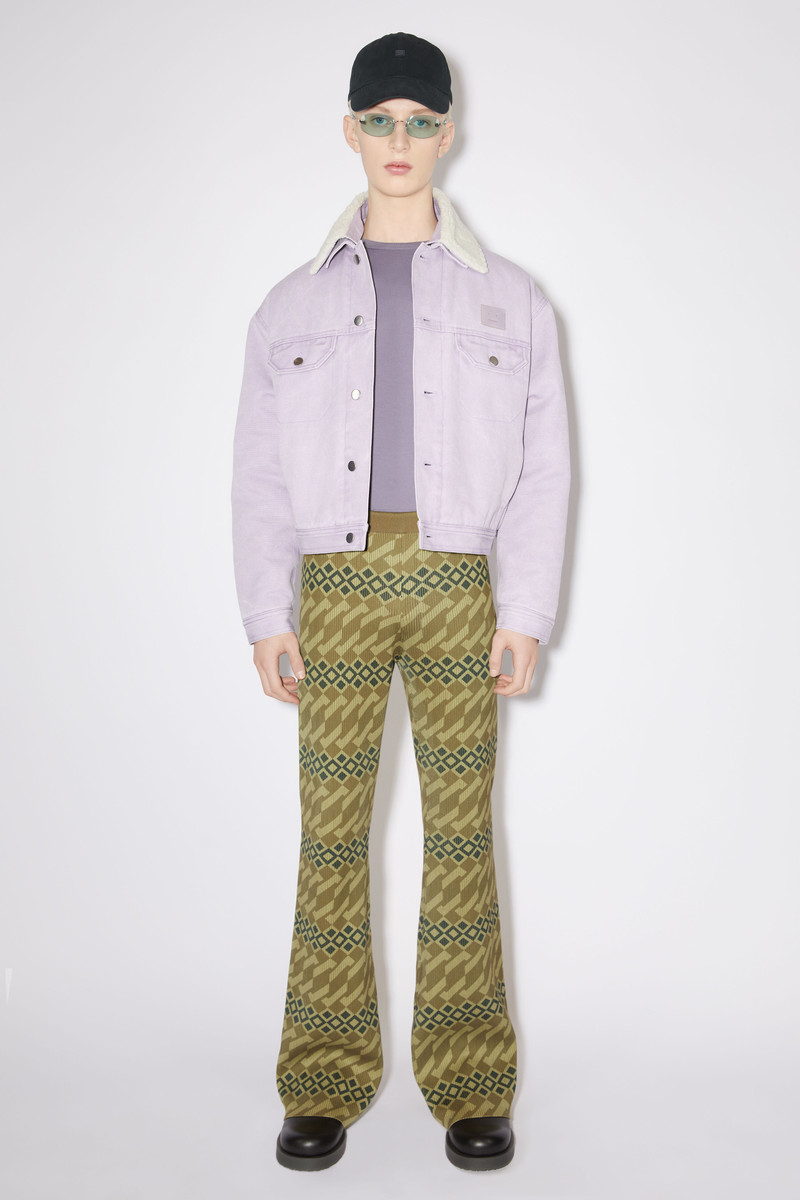 Acne Studios Printed rib knit trousers - Khaki beige/wheat beige outlook